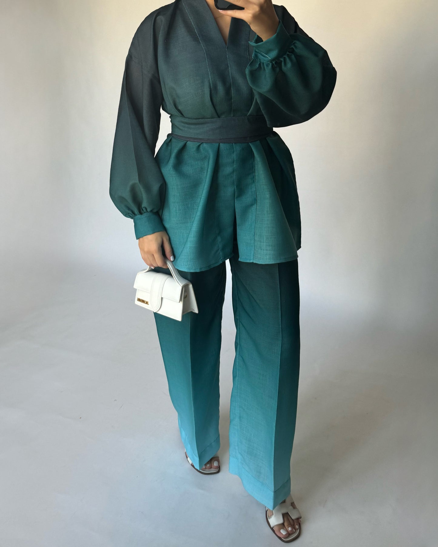 A241 - Ombre Turquoise Summer Linen Set