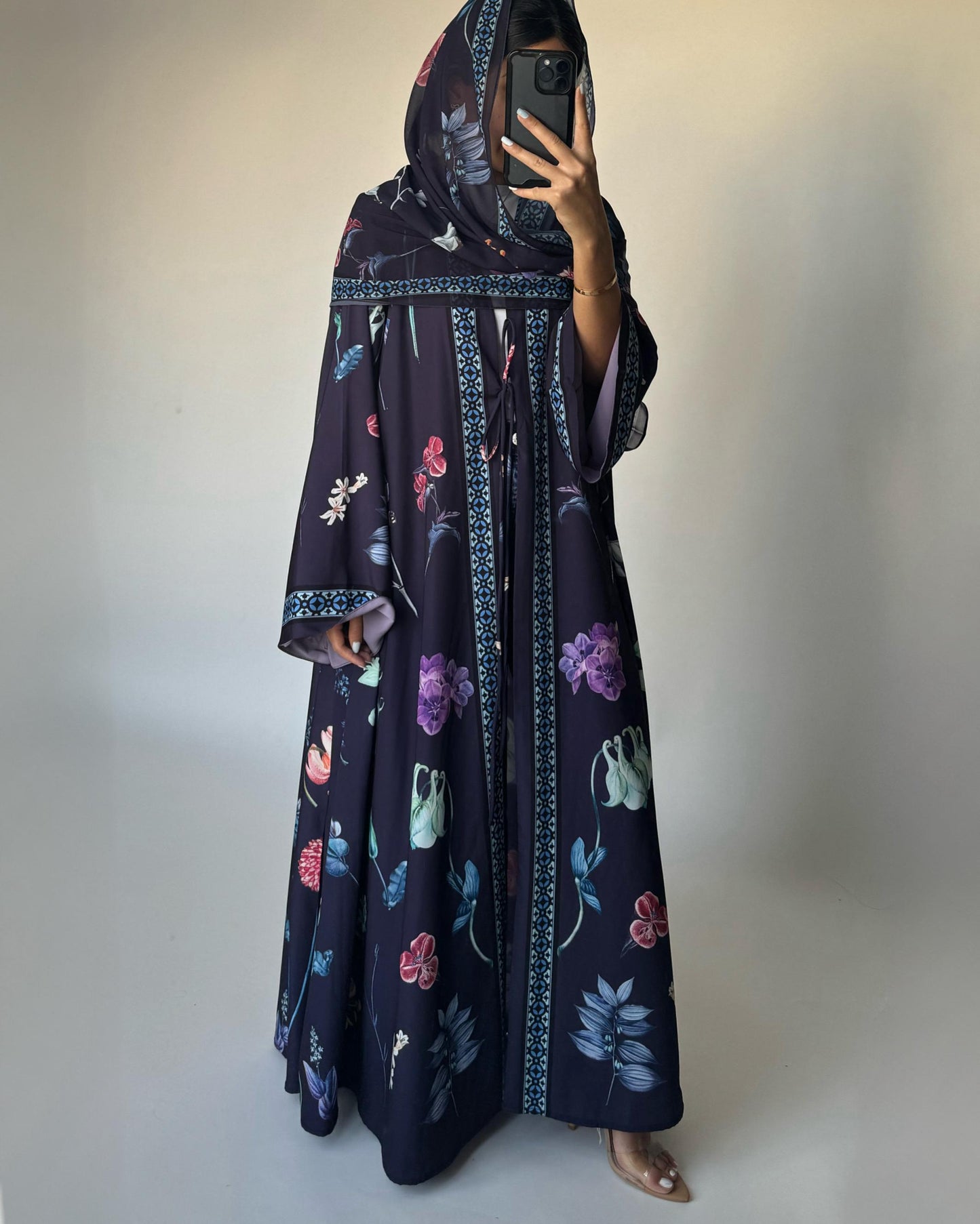 A444 - Purple A-Cut Flower Summery Daily Abaya