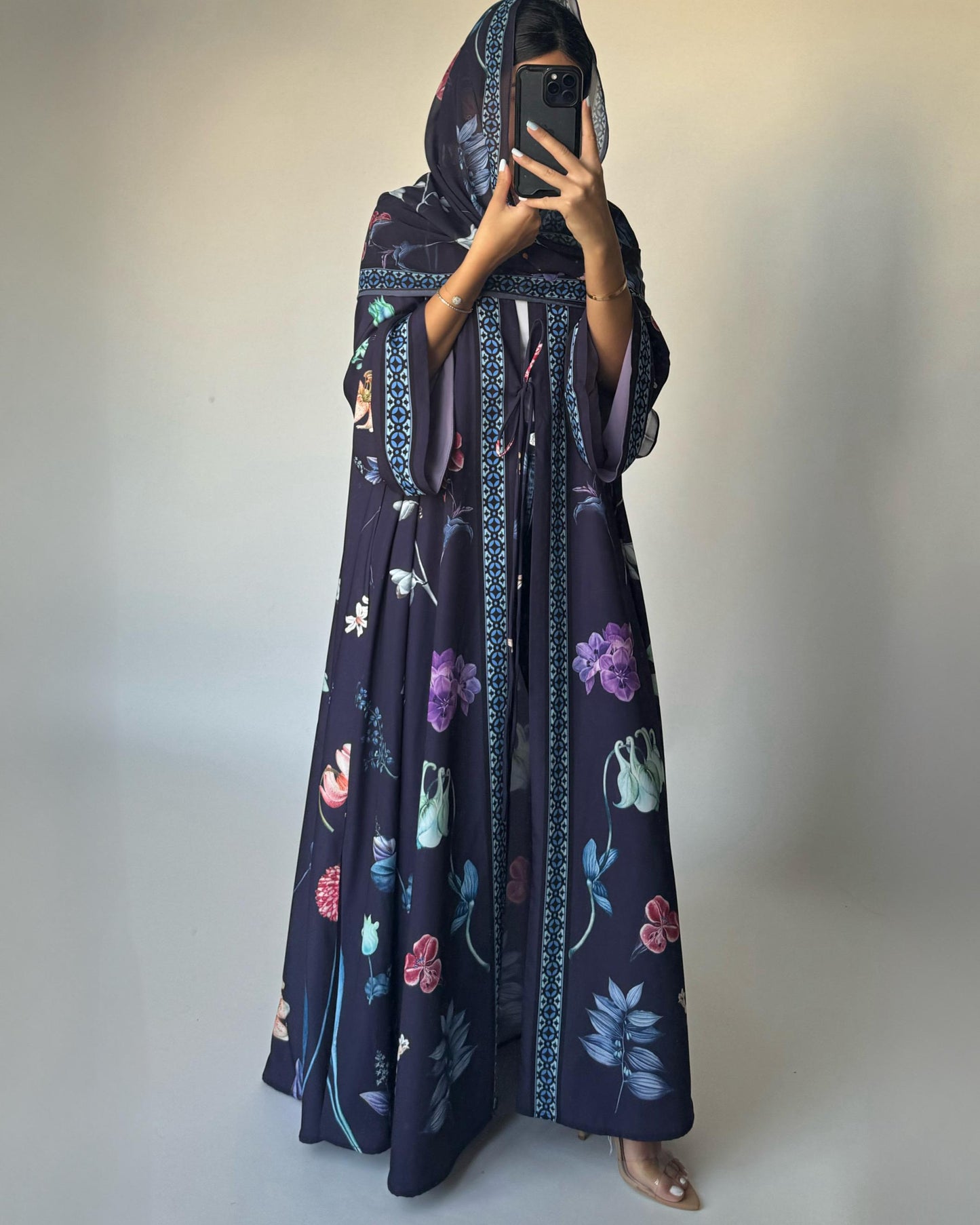 A444 - Purple A-Cut Flower Summery Daily Abaya