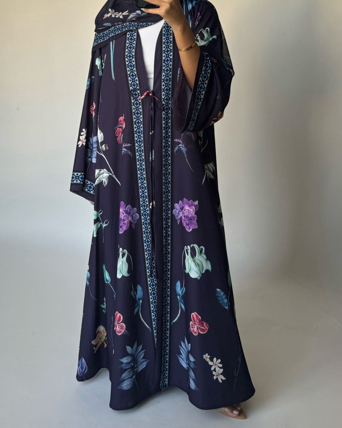 A444 - Purple A-Cut Flower Summery Daily Abaya