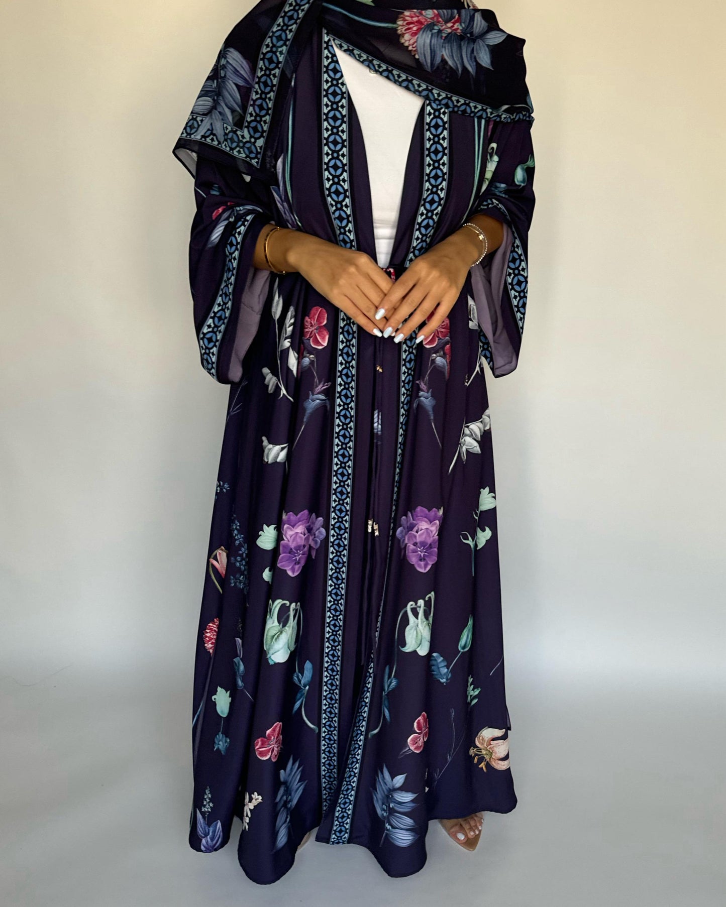 A444 - Purple A-Cut Flower Summery Daily Abaya