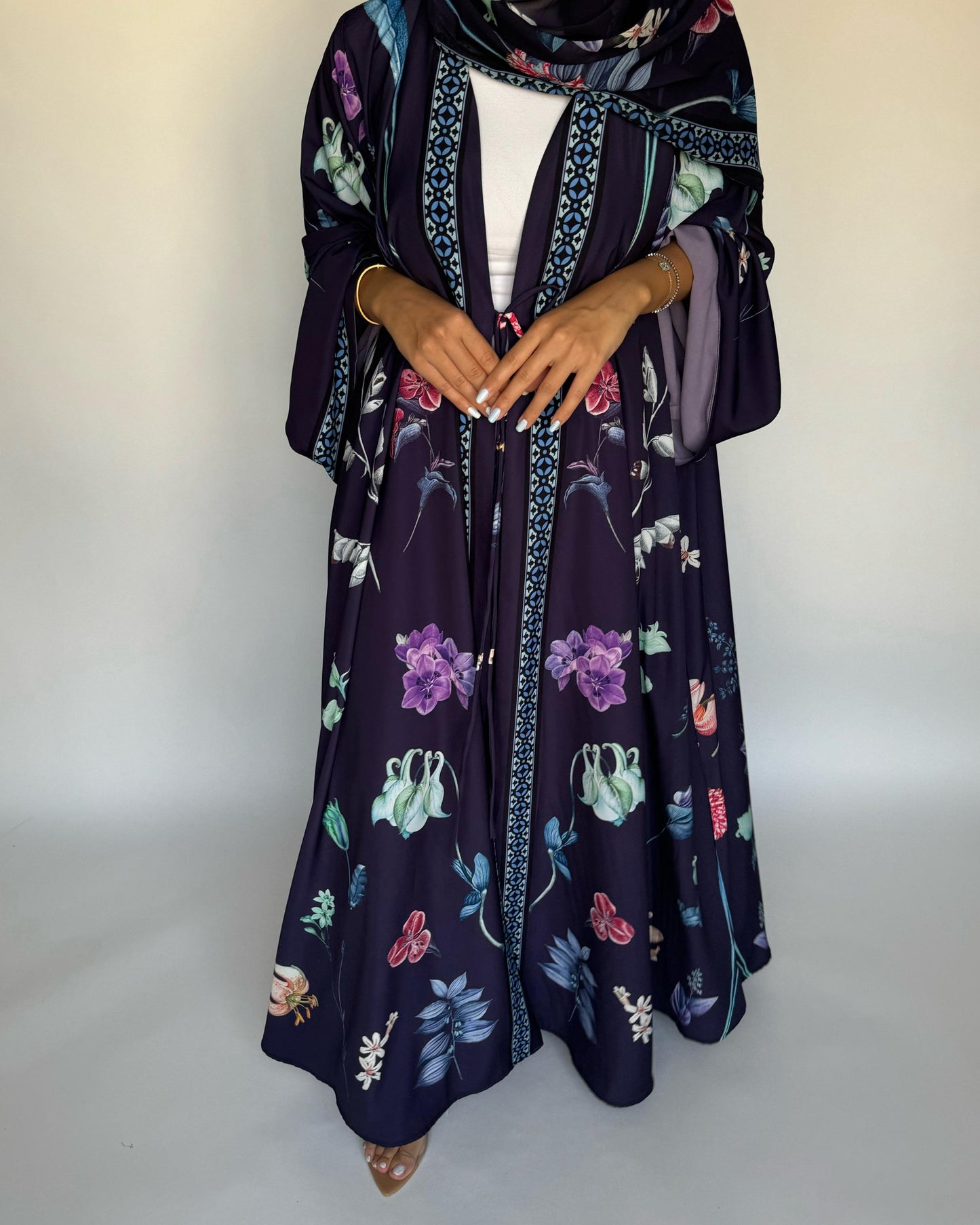 A444 - Purple A-Cut Flower Summery Daily Abaya