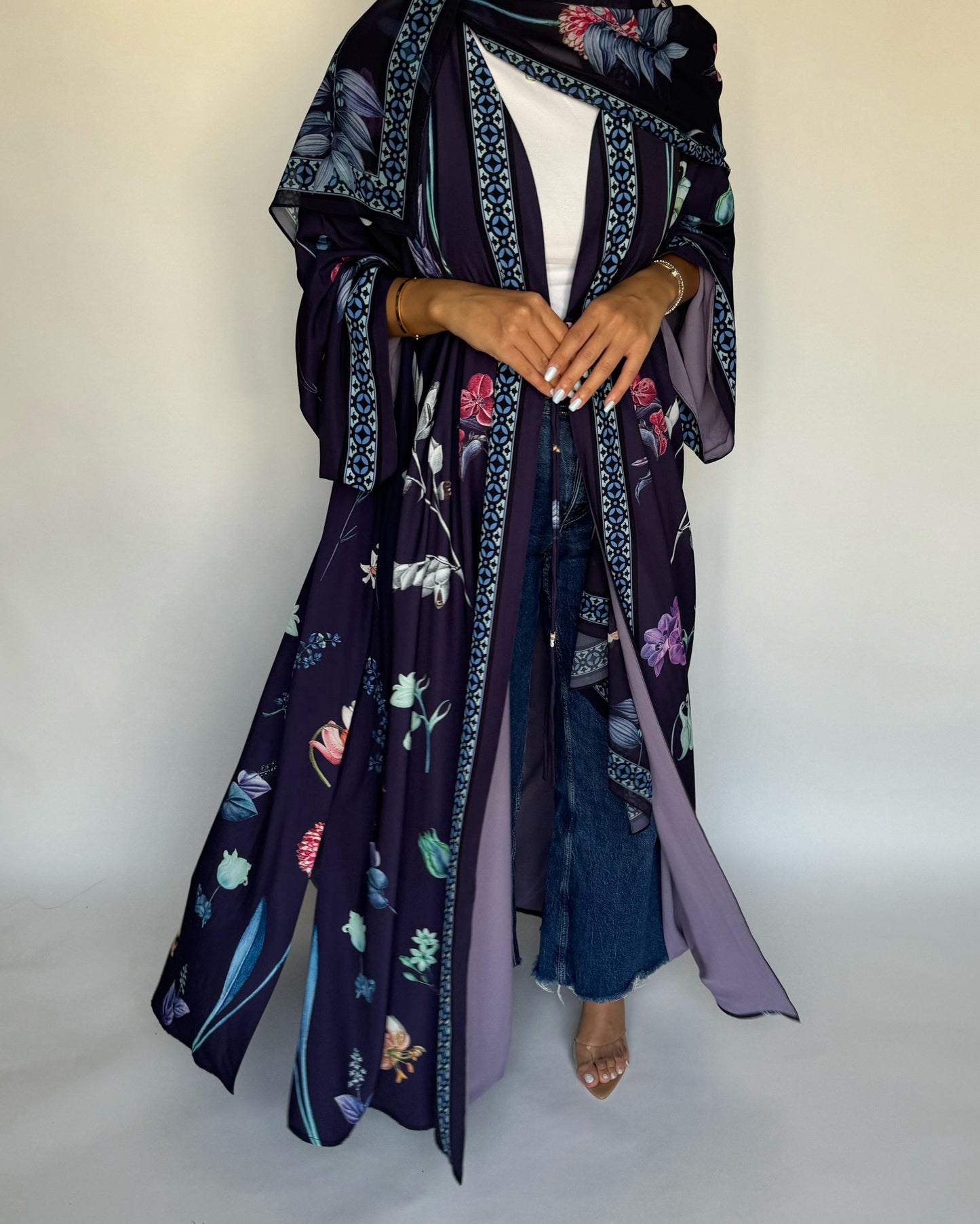 A444 - Purple A-Cut Flower Summery Daily Abaya