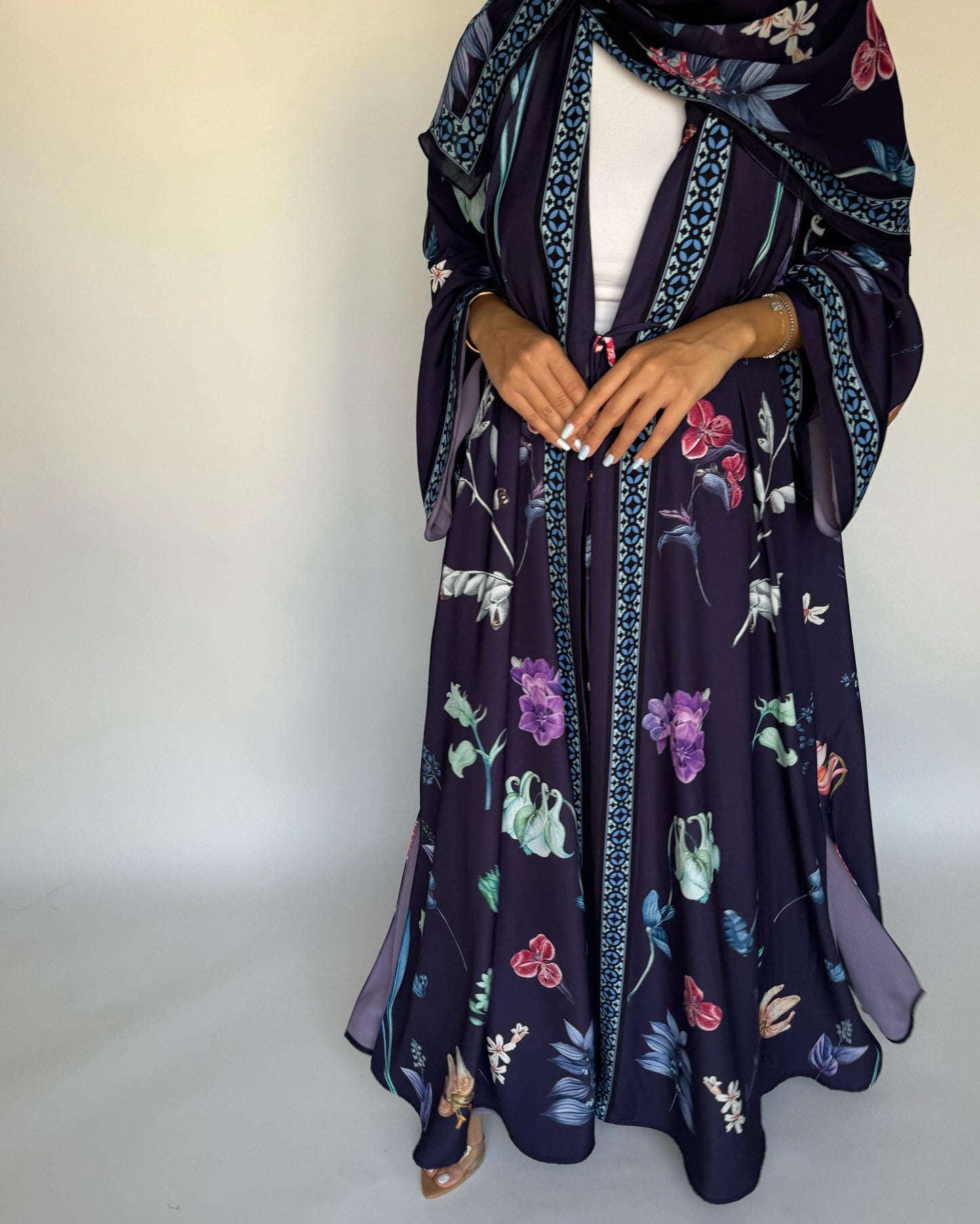 A444 - Purple A-Cut Flower Summery Daily Abaya