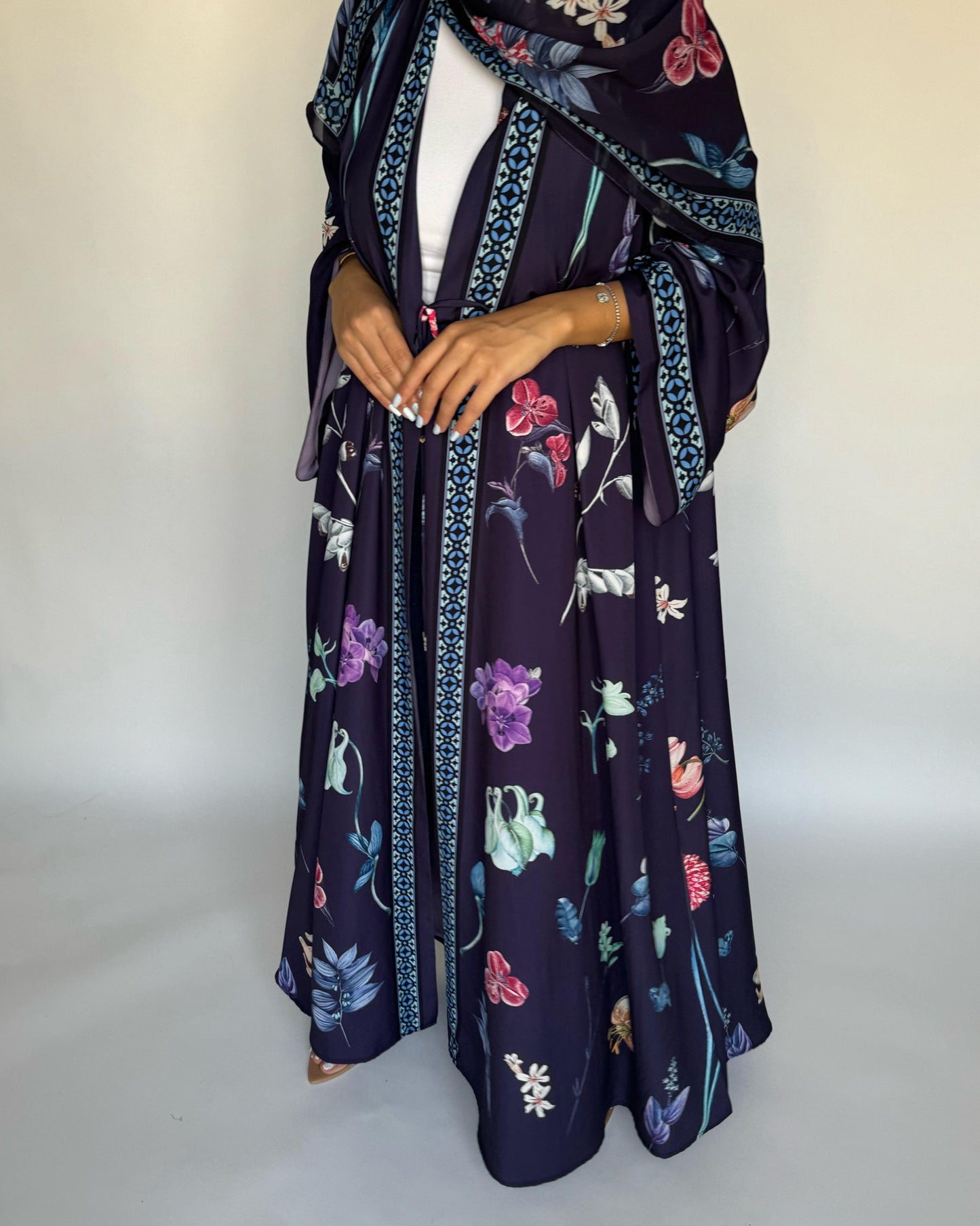A444 - Purple A-Cut Flower Summery Daily Abaya