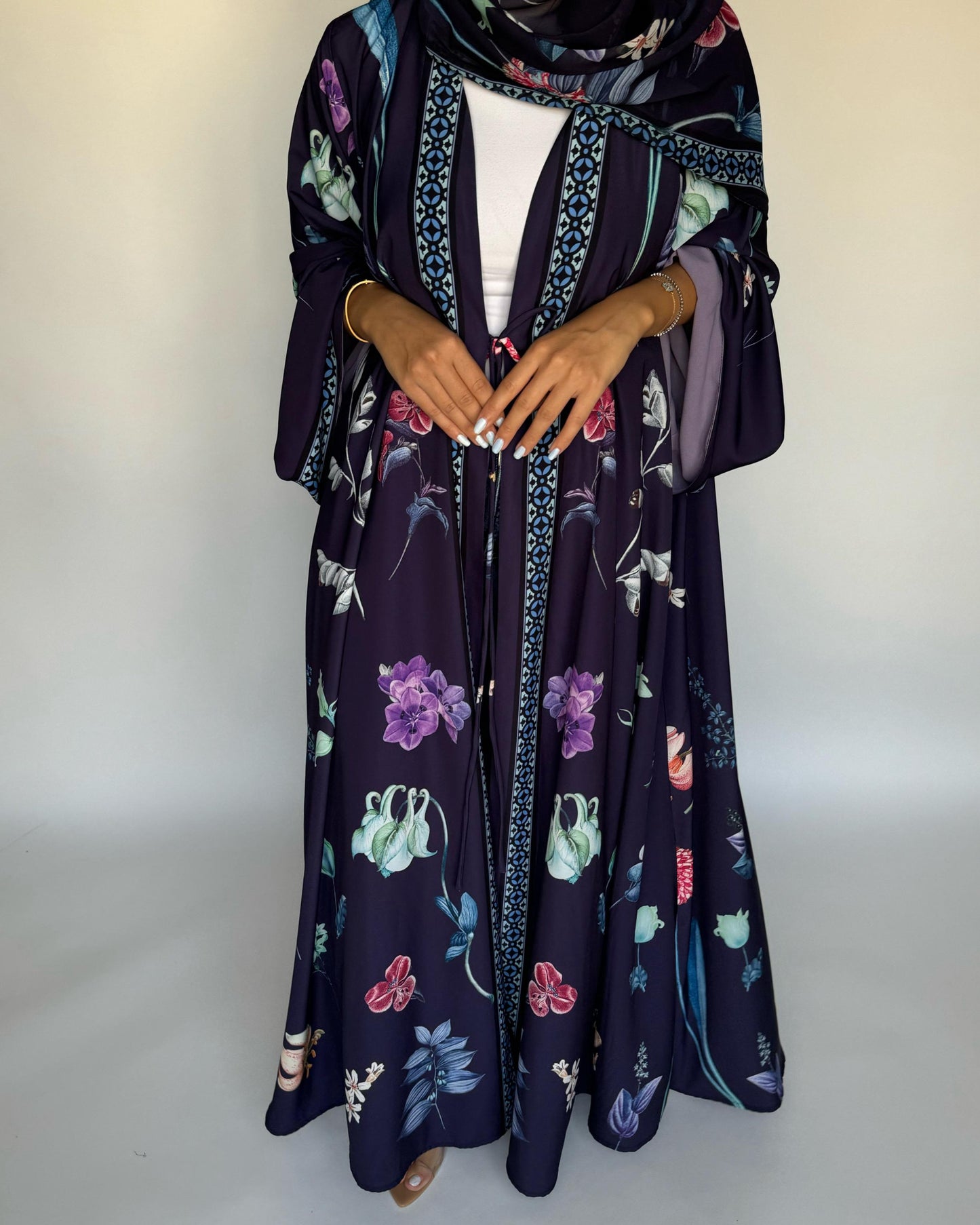 A444 - Purple A-Cut Flower Summery Daily Abaya