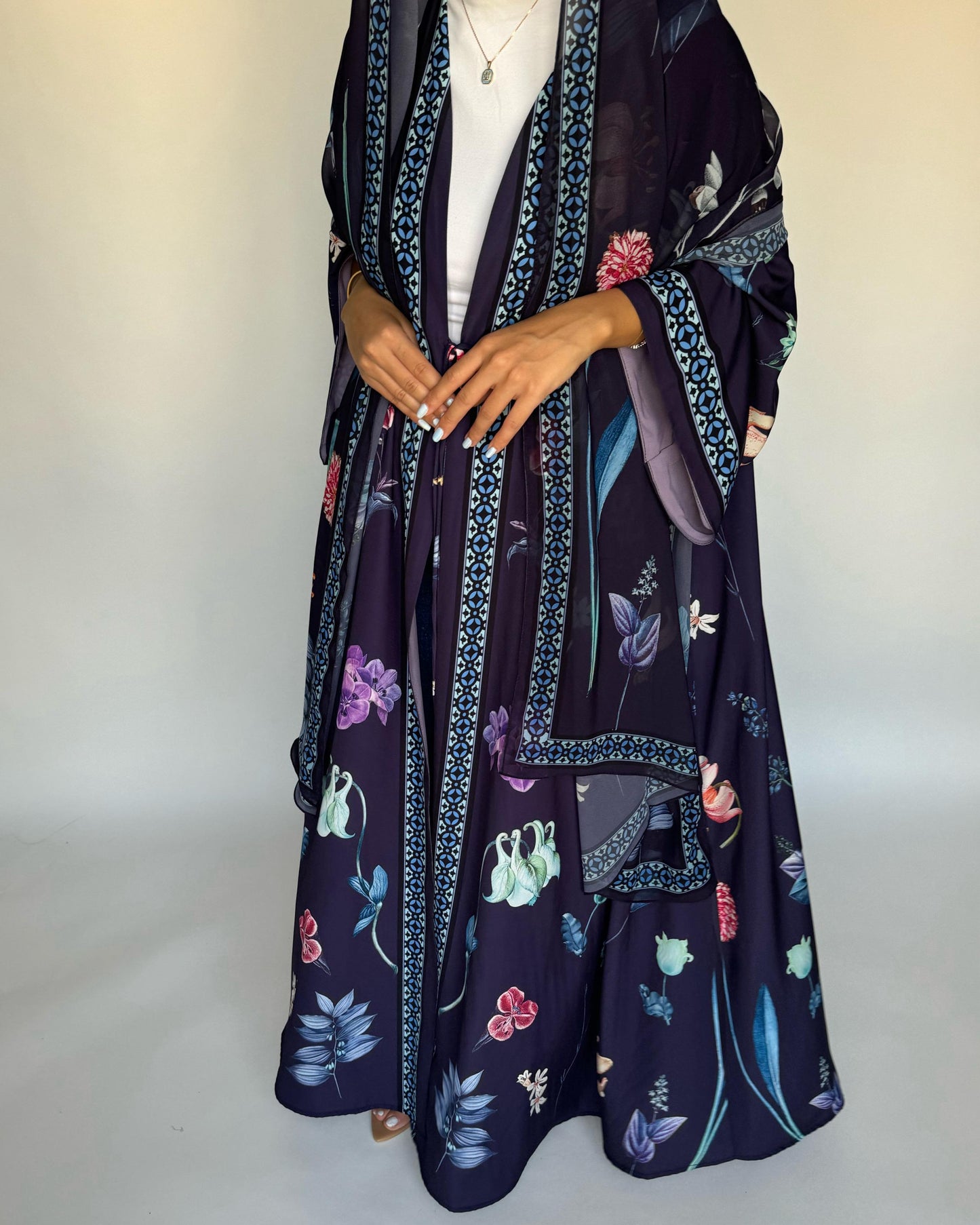 A444 - Purple A-Cut Flower Summery Daily Abaya