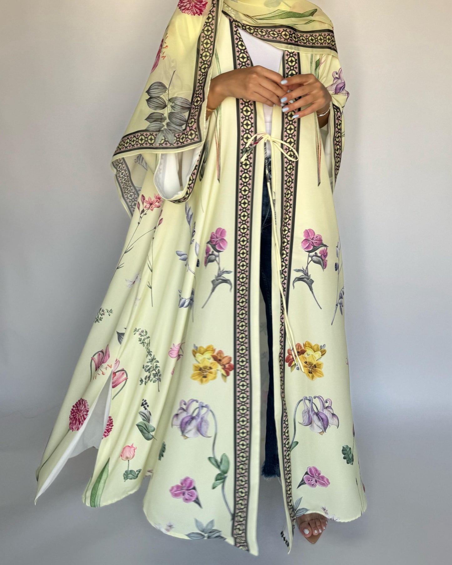 A443 - Baby Yellow A-Cut Flower Summery Daily Abaya