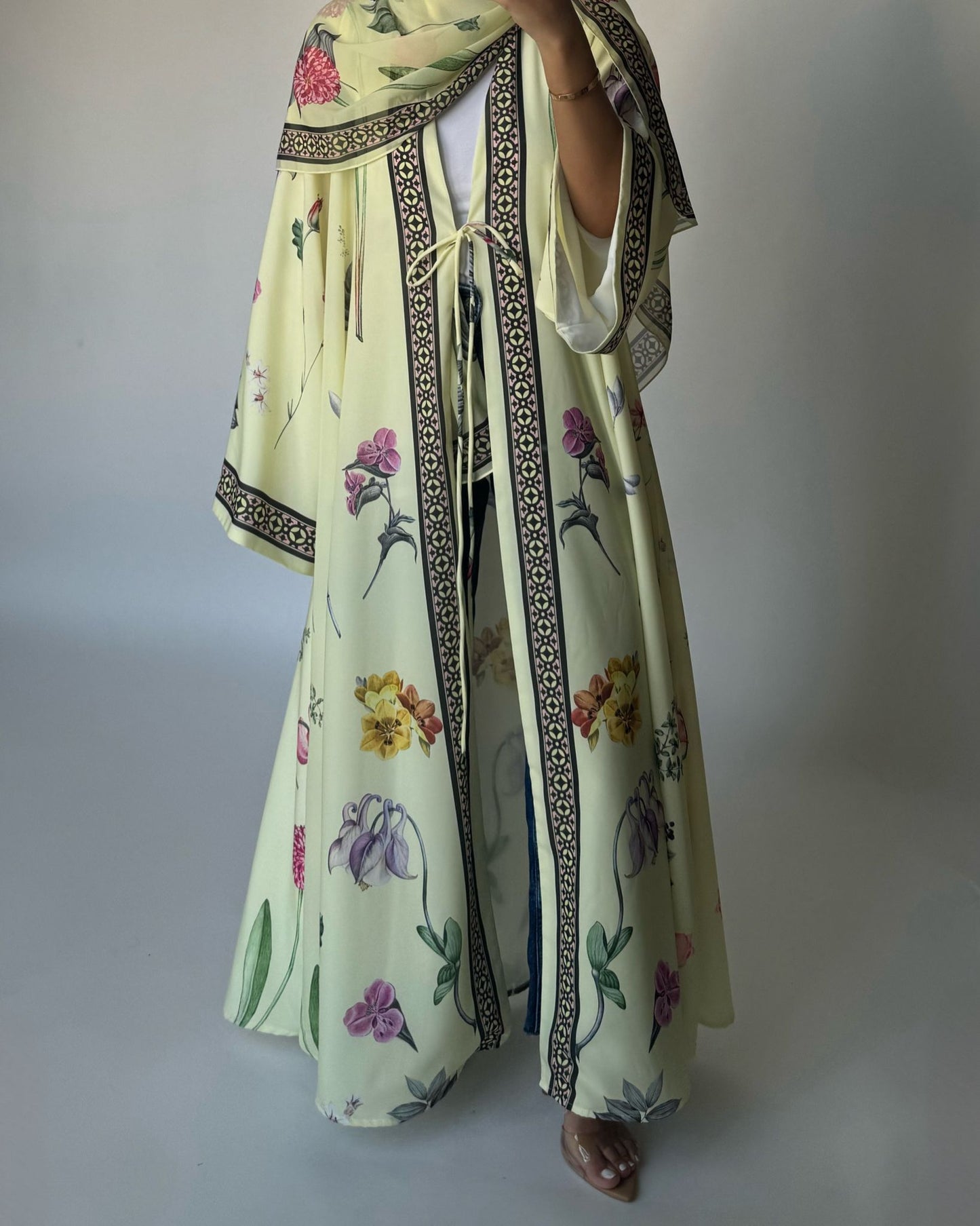 A443 - Baby Yellow A-Cut Flower Summery Daily Abaya