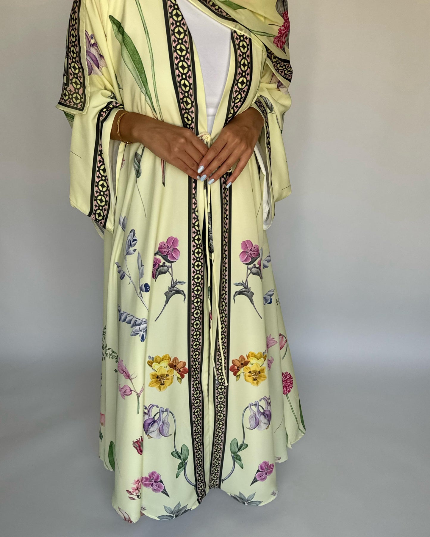A443 - Baby Yellow A-Cut Flower Summery Daily Abaya