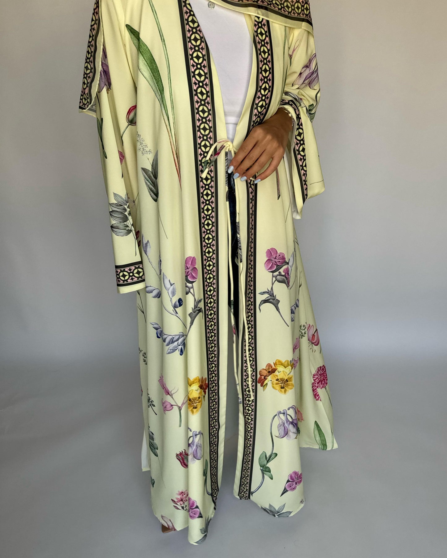 A443 - Baby Yellow A-Cut Flower Summery Daily Abaya