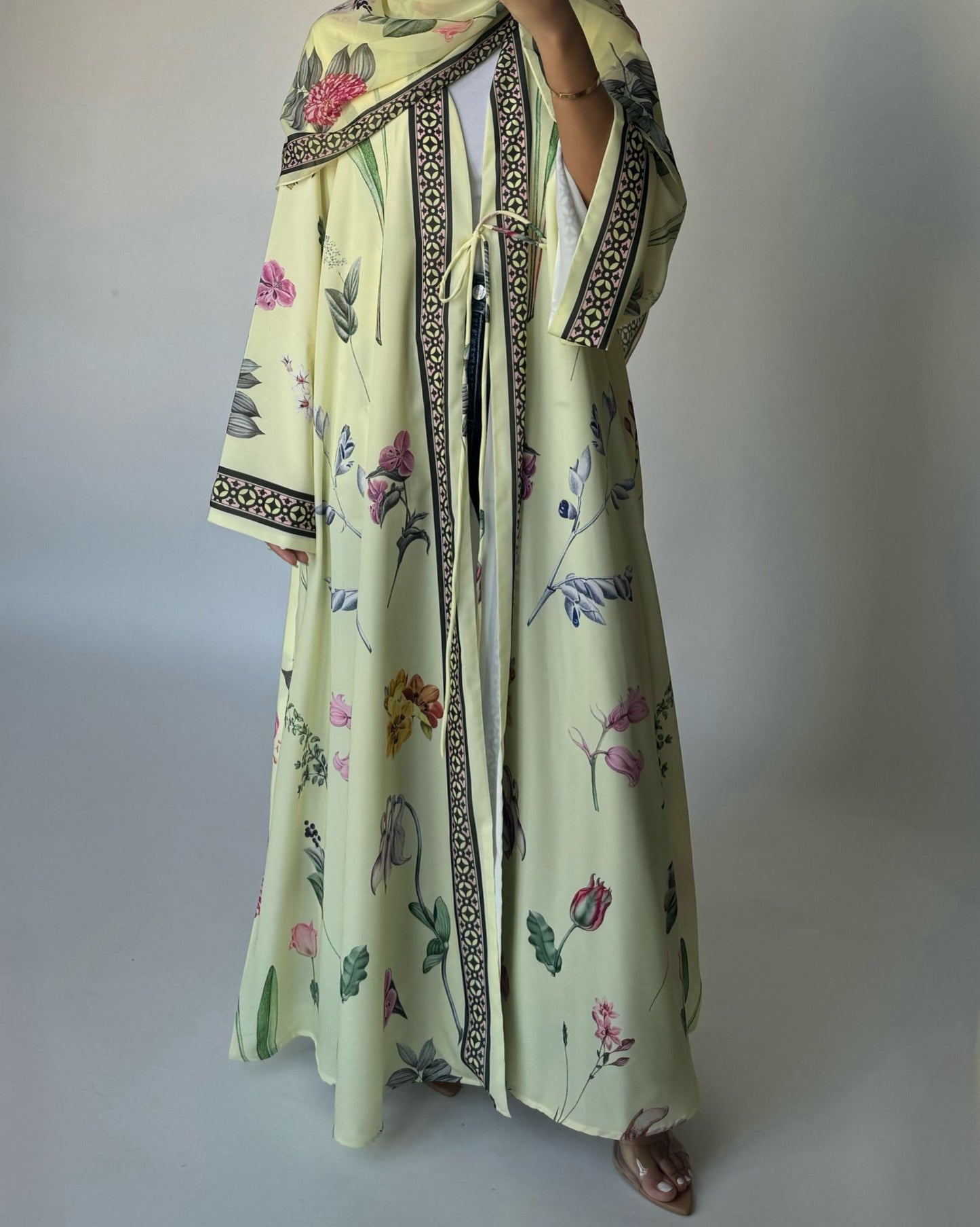 A443 - Baby Yellow A-Cut Flower Summery Daily Abaya