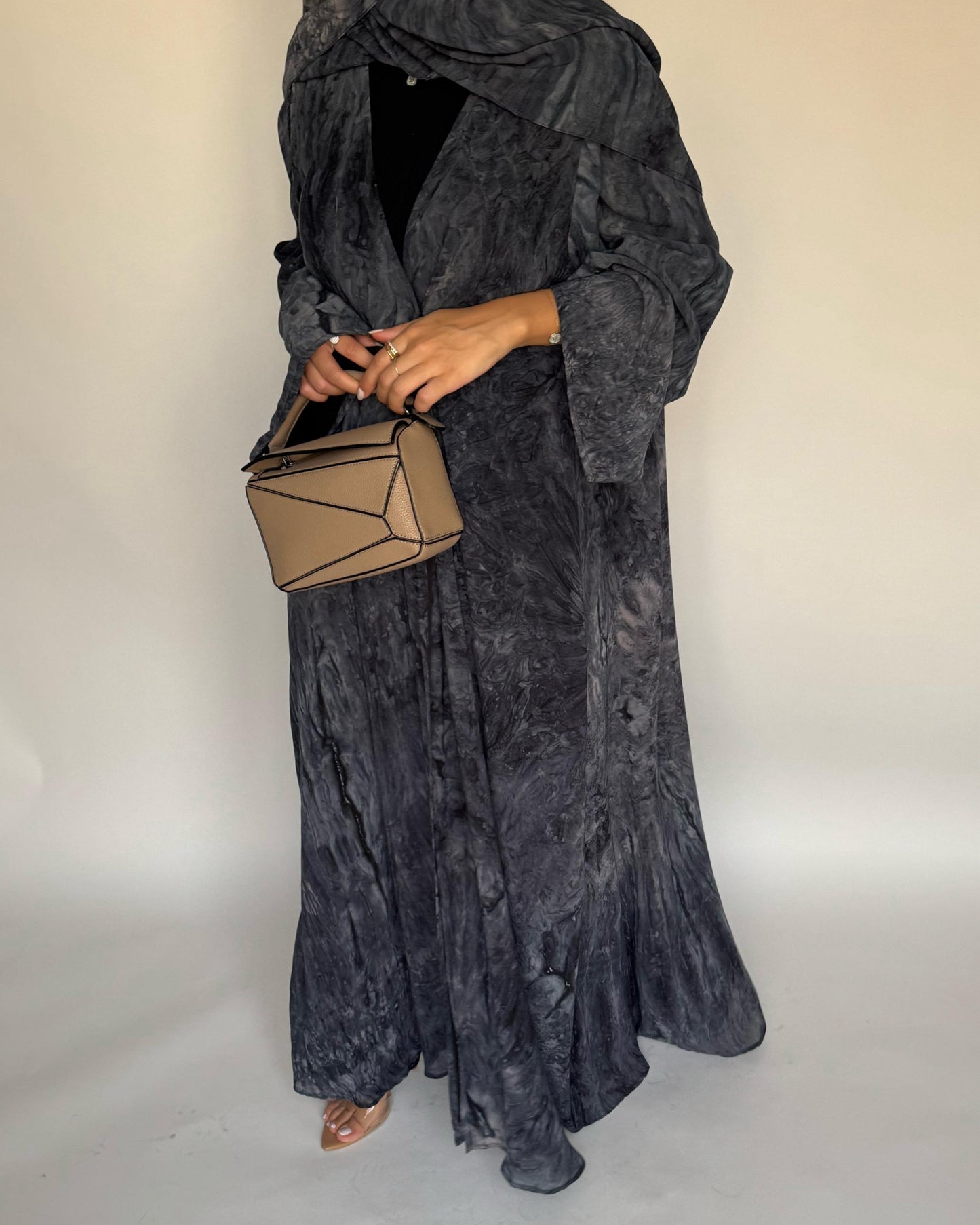 A454 - Blue/ Gray Pattern Summery A-CUT Abaya
