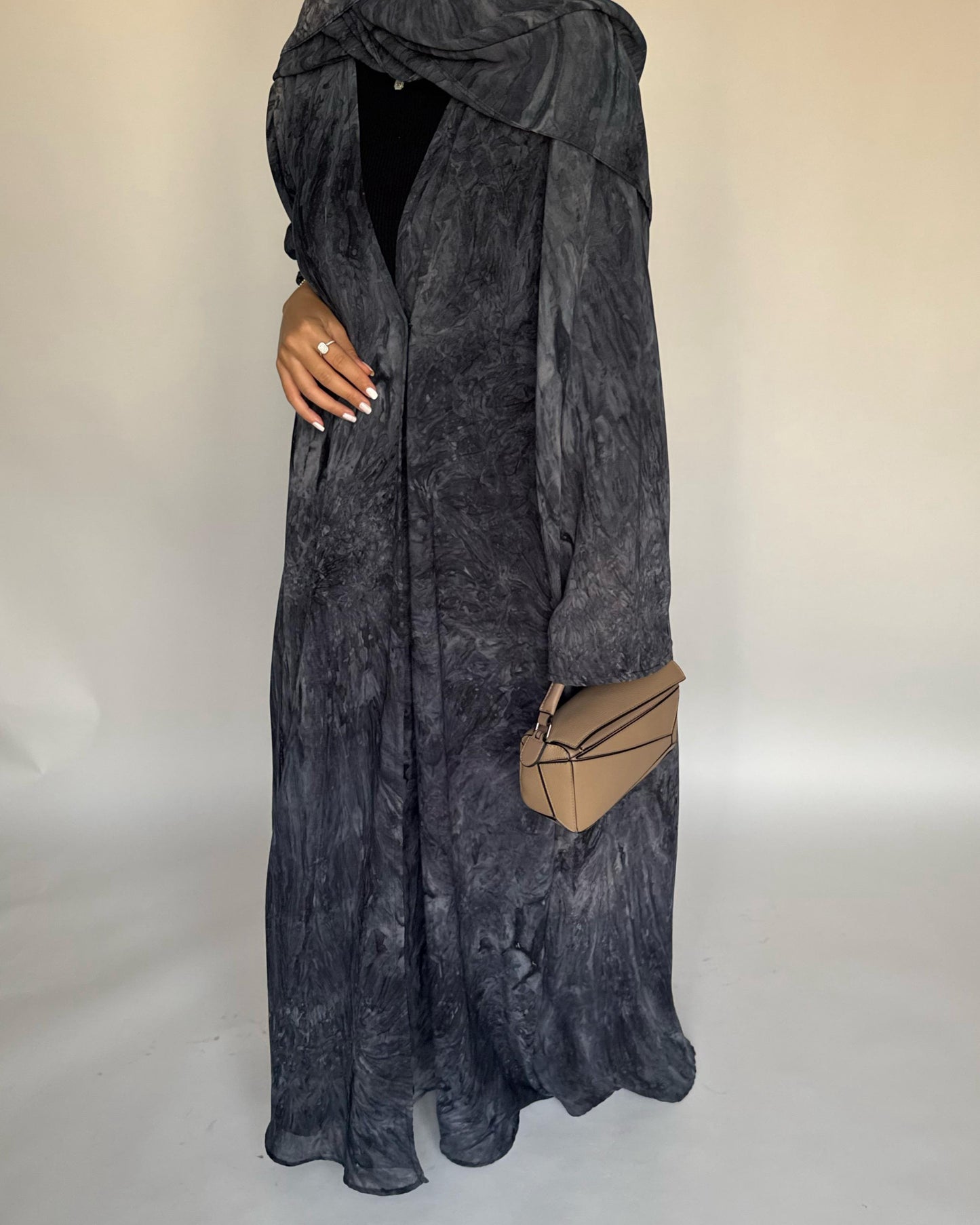A454 - Blue/ Gray Pattern Summery A-CUT Abaya