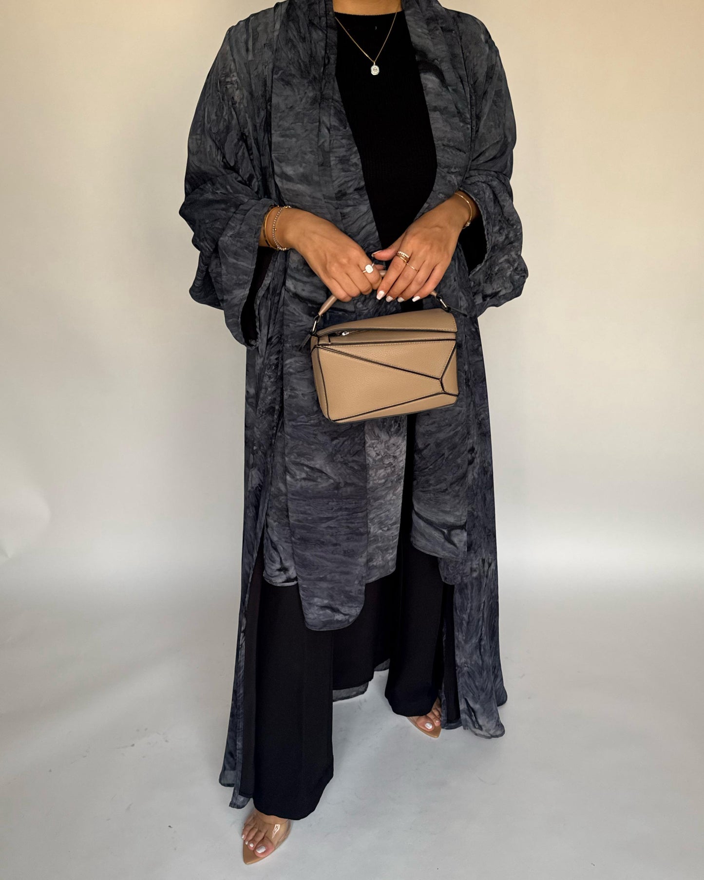 A454 - Blue/ Gray Pattern Summery A-CUT Abaya