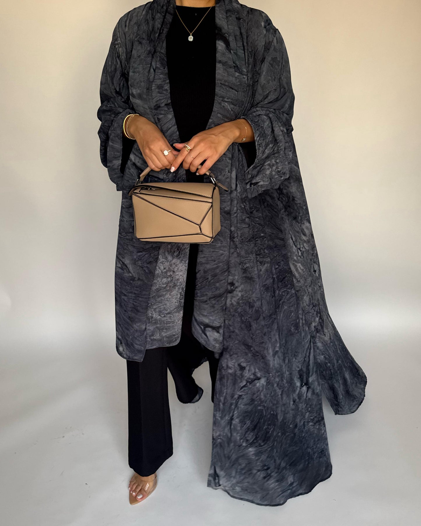 A454 - Blue/ Gray Pattern Summery A-CUT Abaya