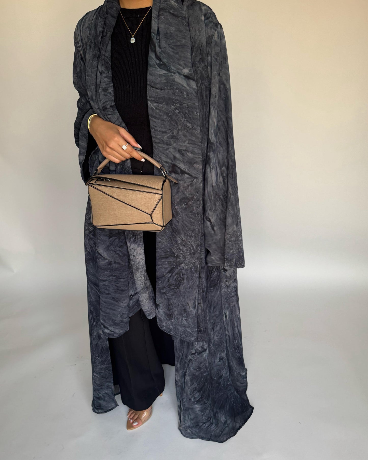 A454 - Blue/ Gray Pattern Summery A-CUT Abaya