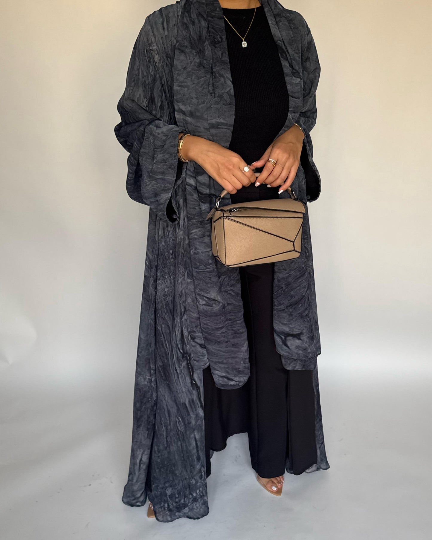 A454 - Blue/ Gray Pattern Summery A-CUT Abaya