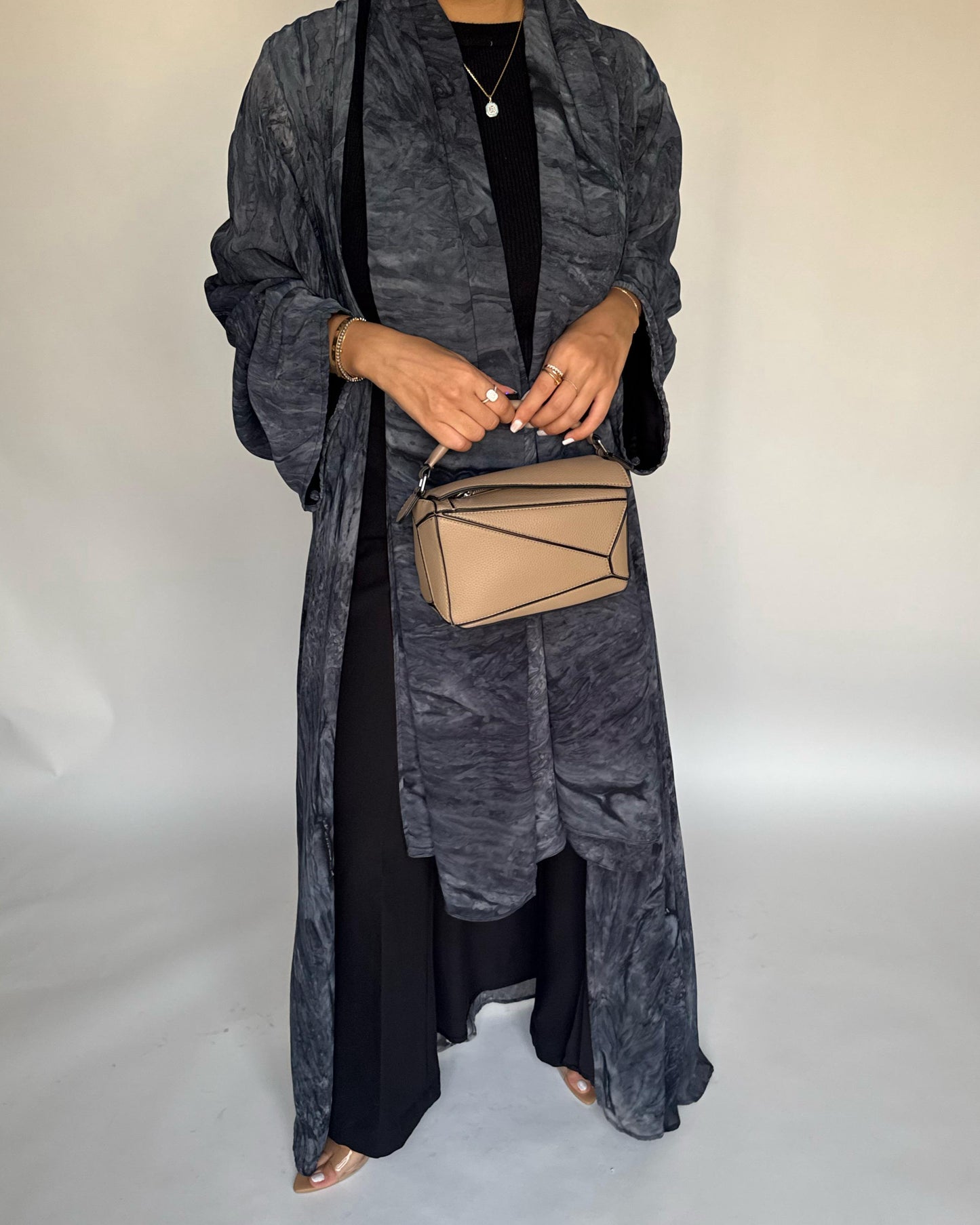 A454 - Blue/ Gray Pattern Summery A-CUT Abaya