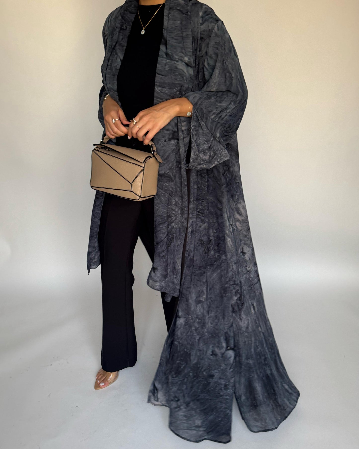 A454 - Blue/ Gray Pattern Summery A-CUT Abaya