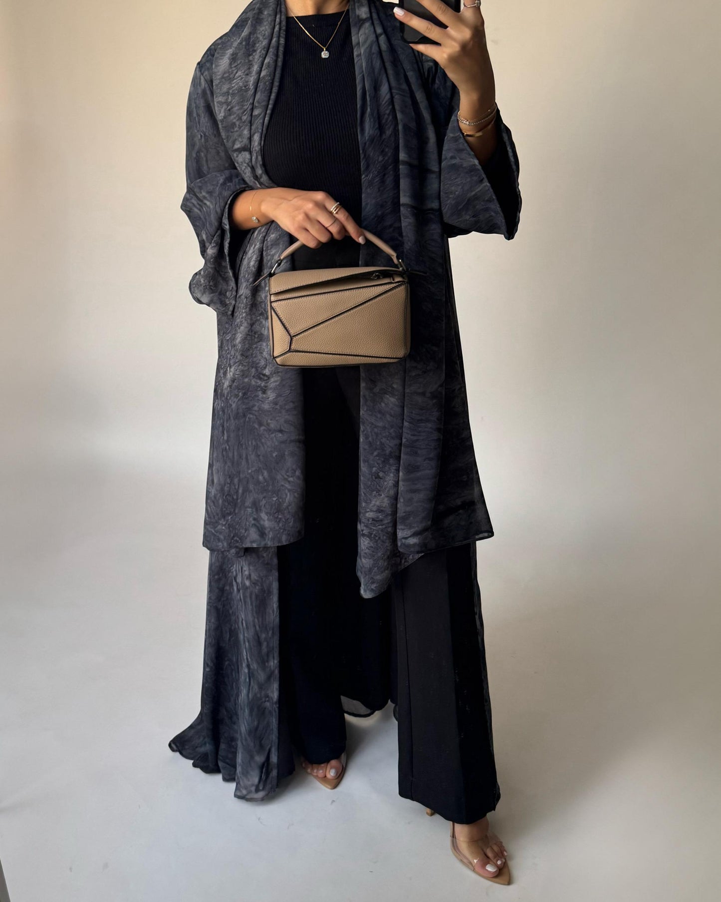 A454 - Blue/ Gray Pattern Summery A-CUT Abaya