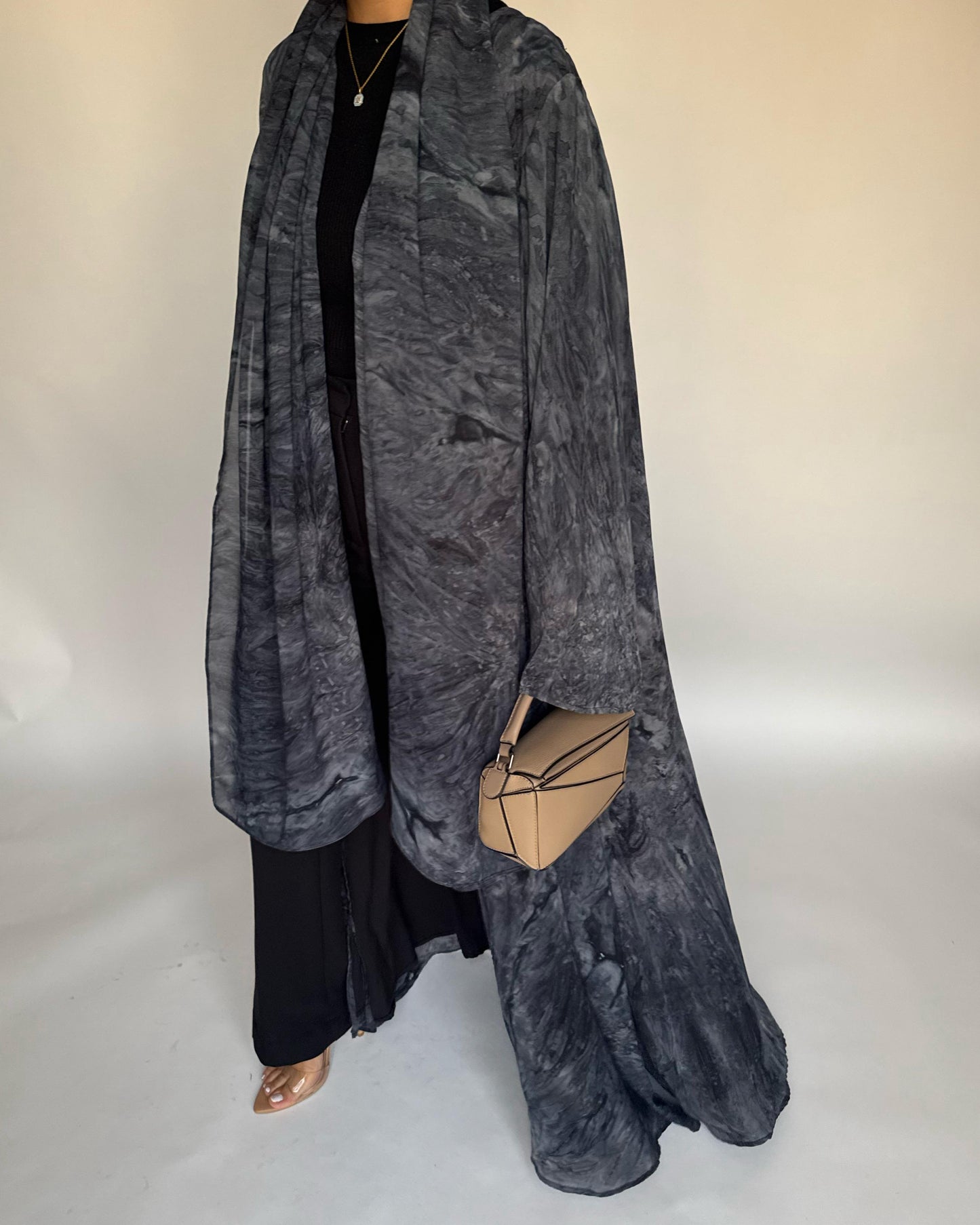 A454 - Blue/ Gray Pattern Summery A-CUT Abaya
