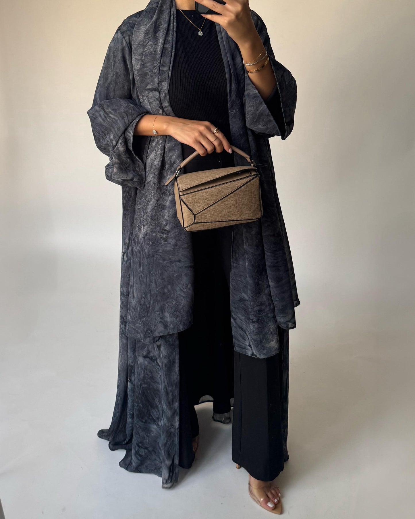 A454 - Blue/ Gray Pattern Summery A-CUT Abaya