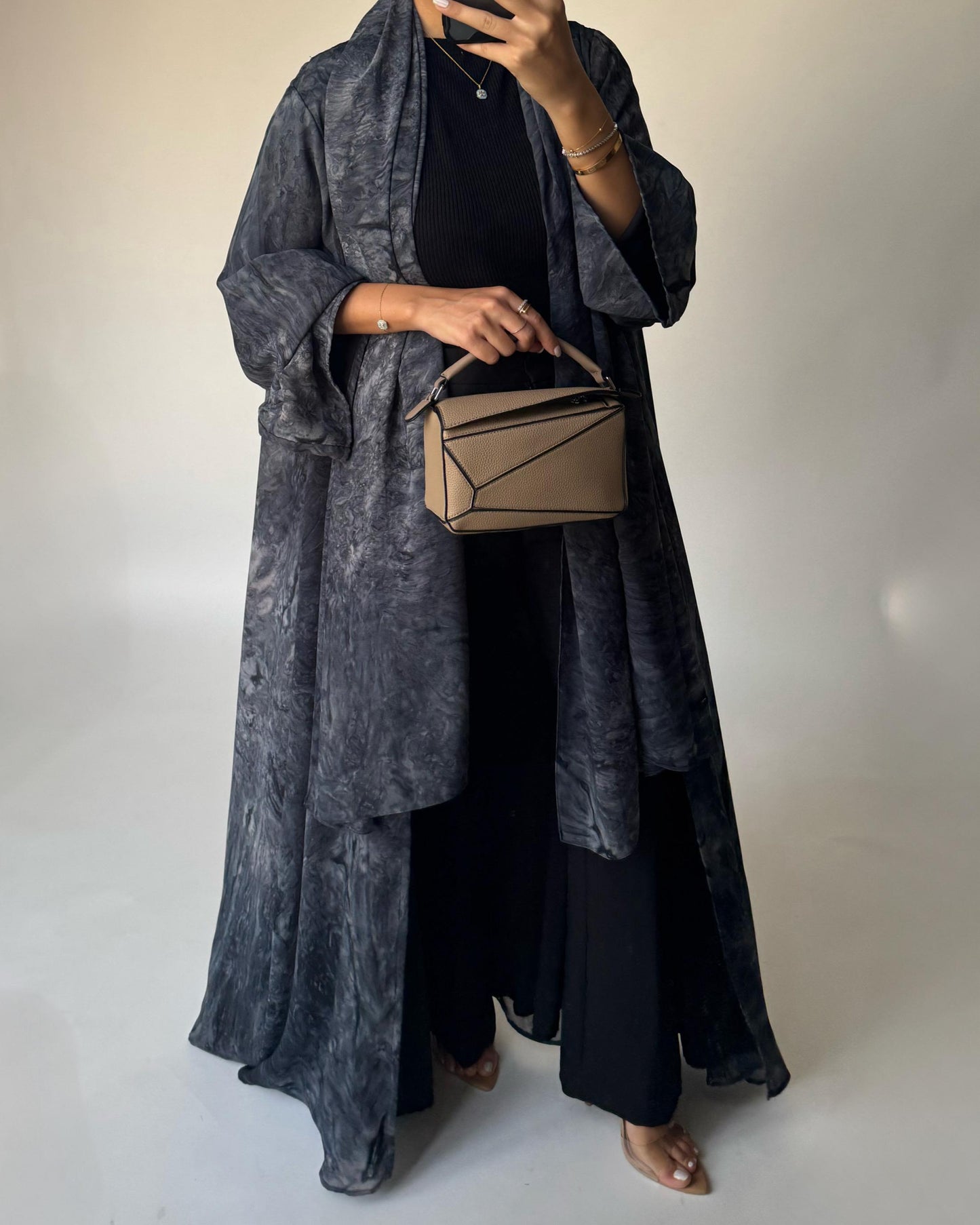 A454 - Blue/ Gray Pattern Summery A-CUT Abaya