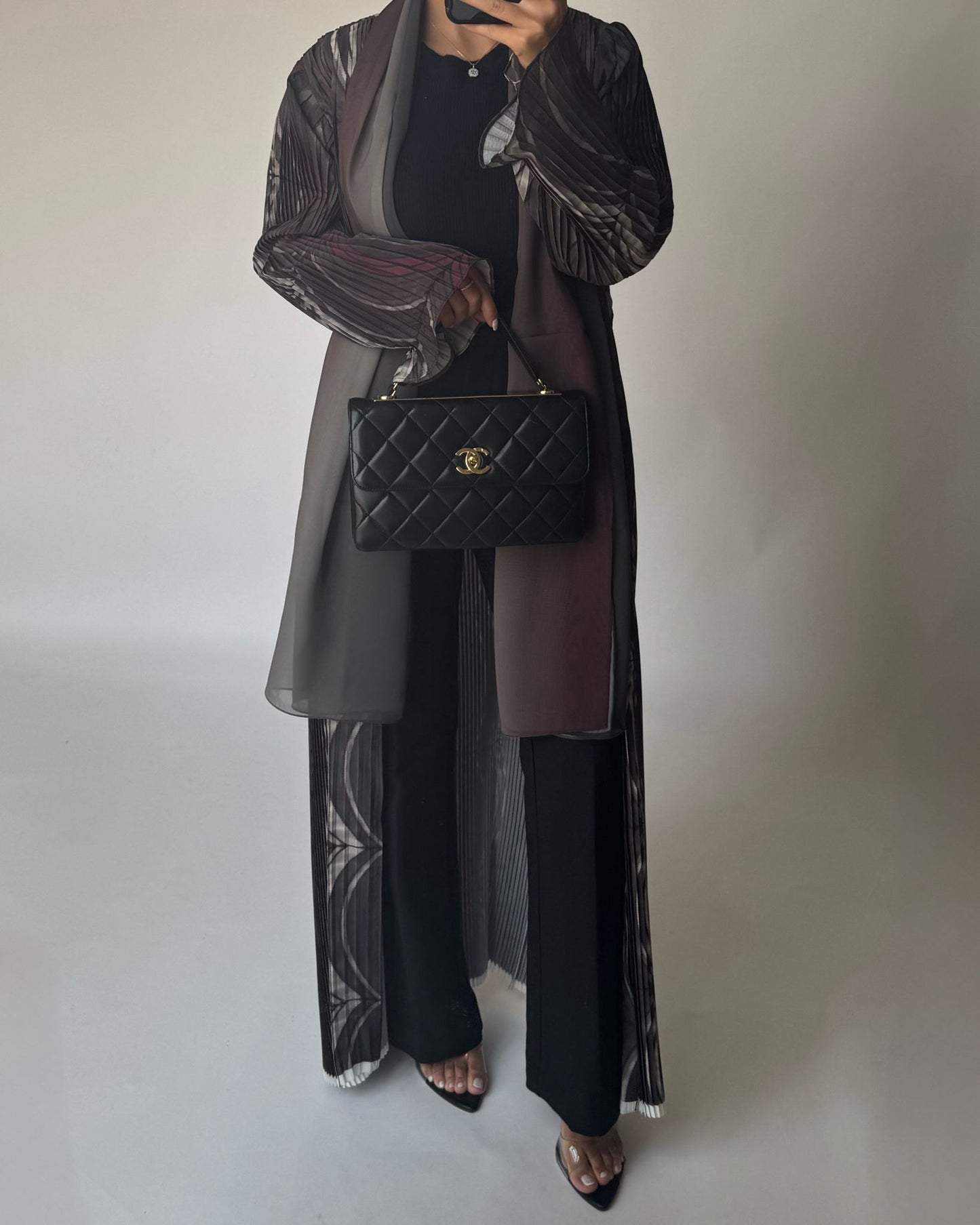 A456 - Pleated Summary Abaya with Ombre Head Scarf