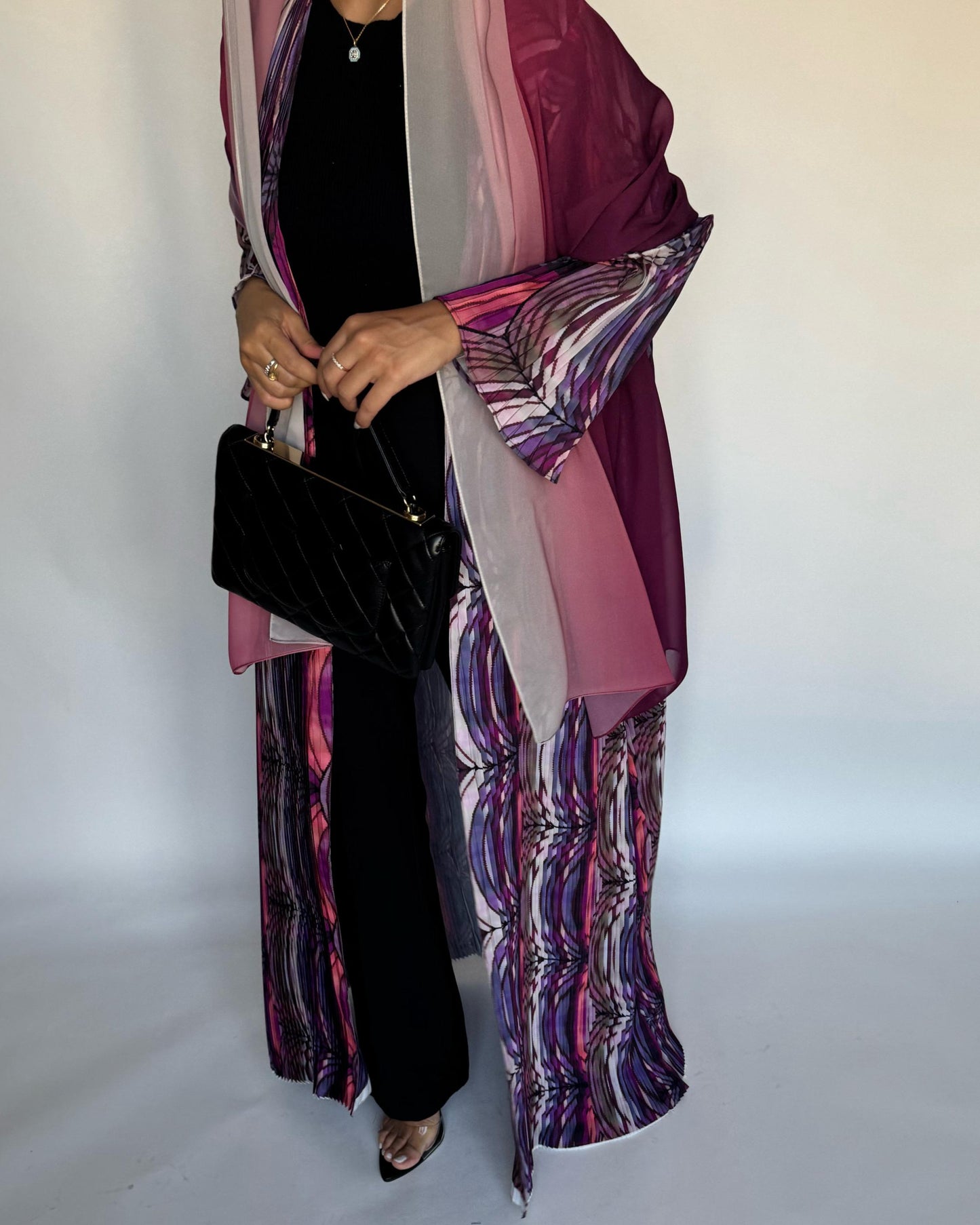 A458 - Pleated Summary Abaya with Ombre Head Scarf