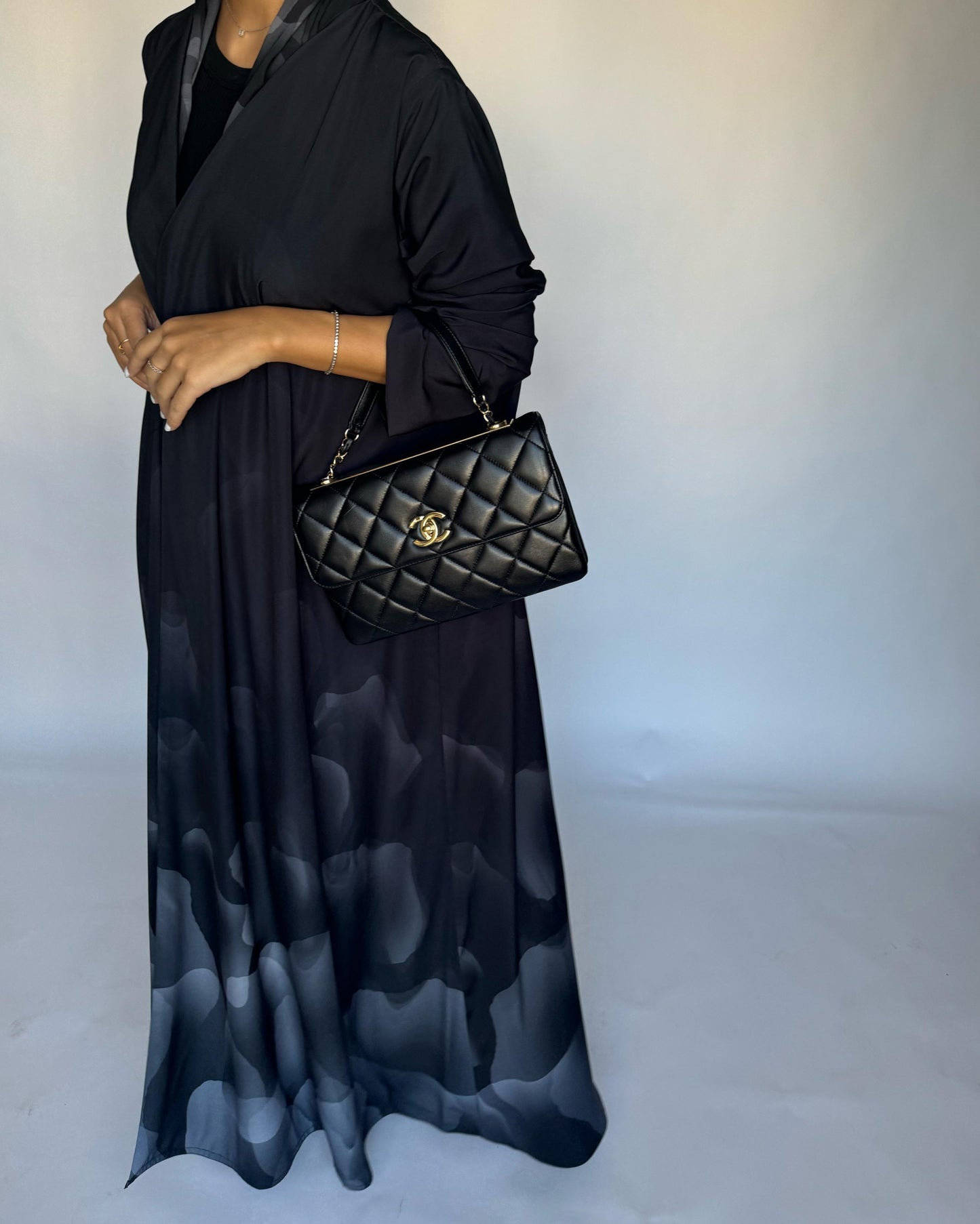A268 - Black & Gray Daily Abaya