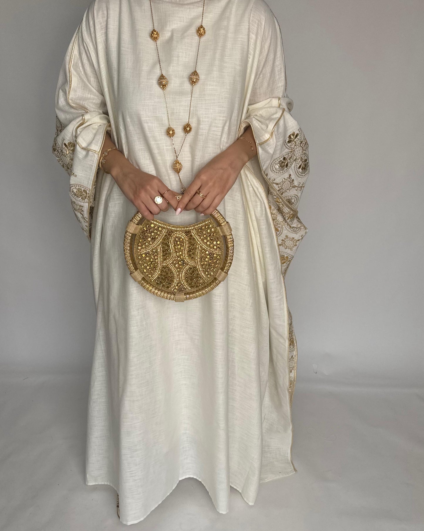 A367 - OffWhite Embroidered Jalabiya (READY TO SHIP)