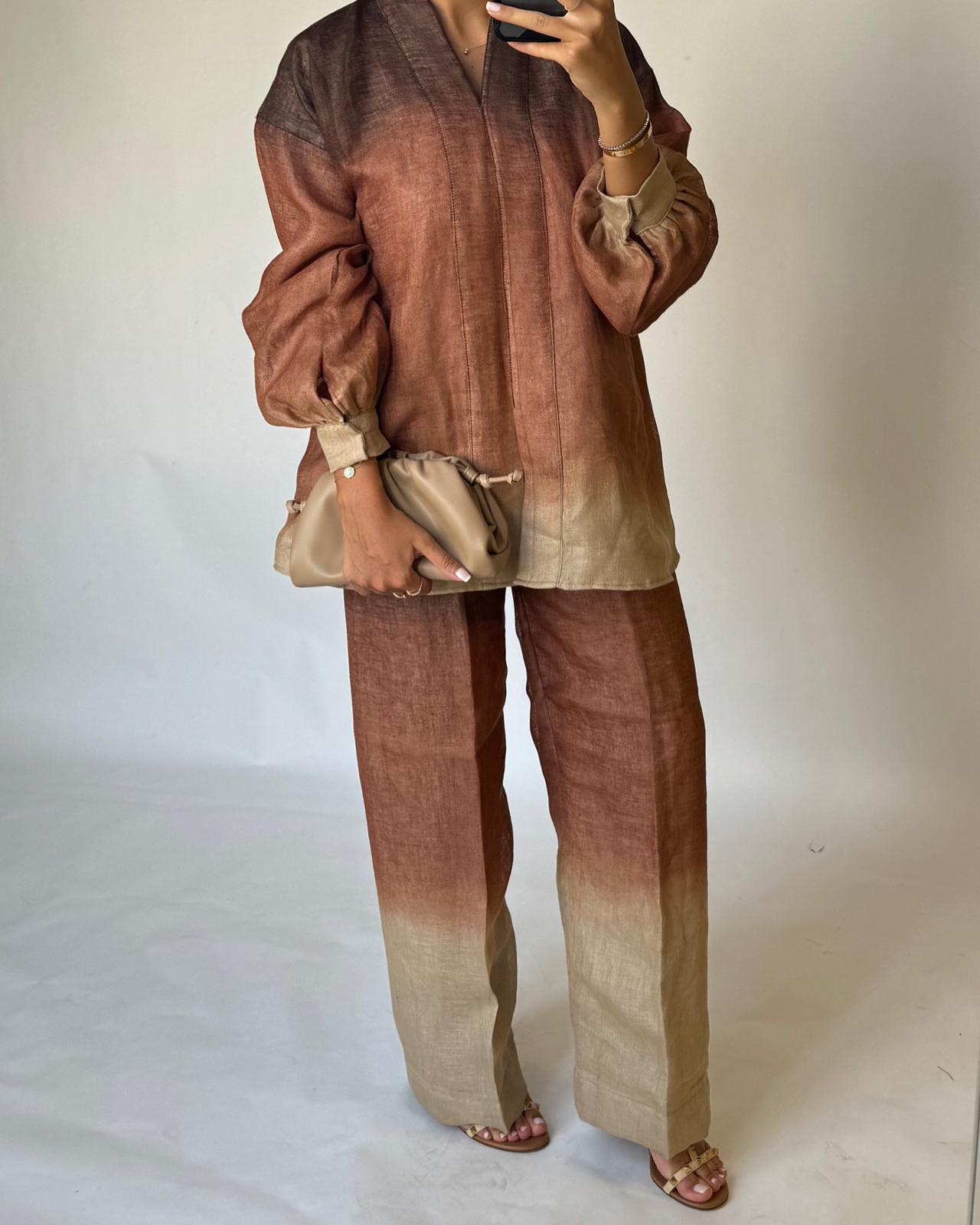A399 - Shades of Brown Ombre Summer Linen Set