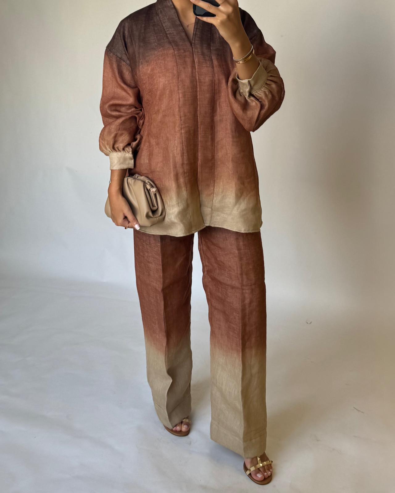 A399 - Shades of Brown Ombre Summer Linen Set
