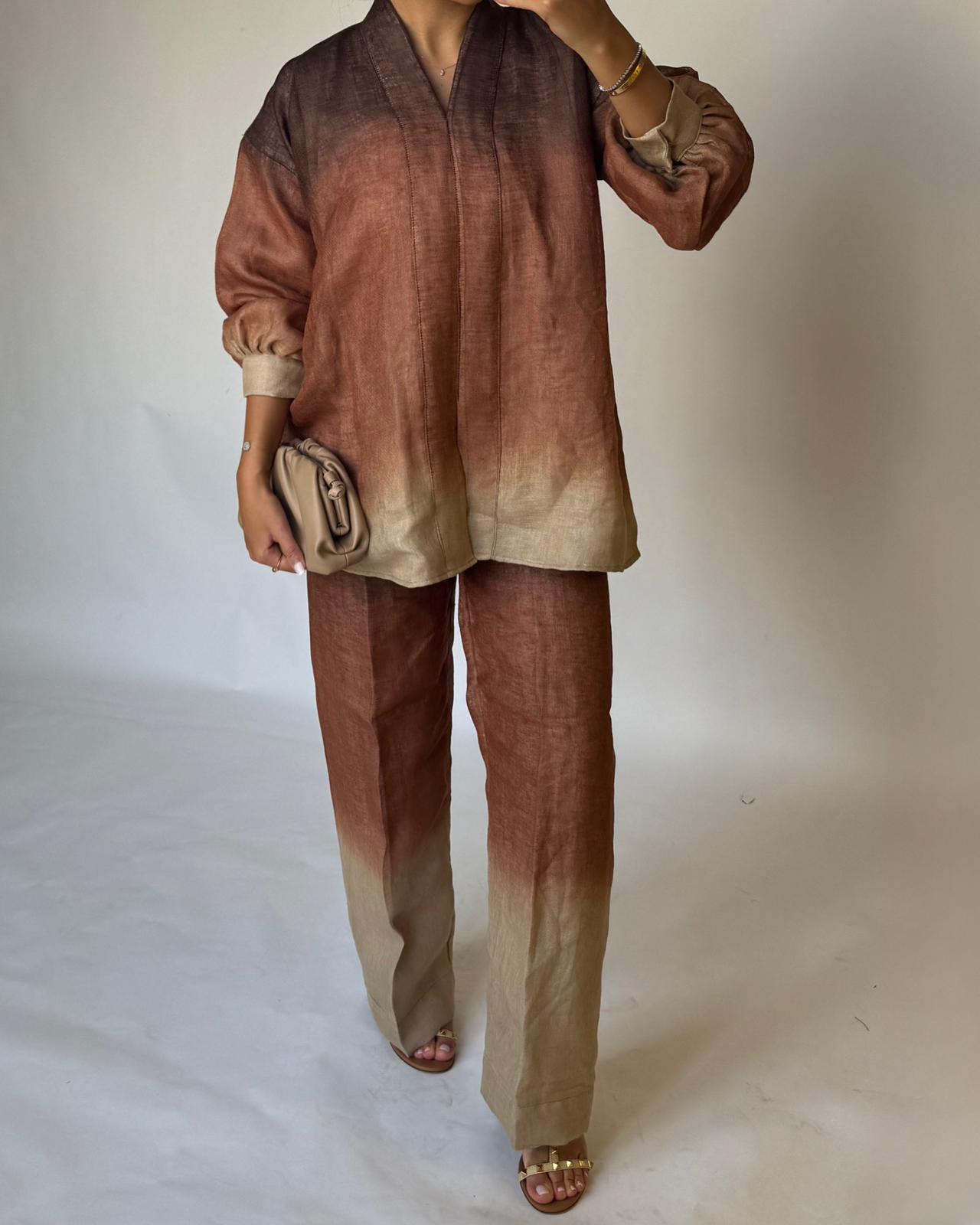 A399 - Shades of Brown Ombre Summer Linen Set
