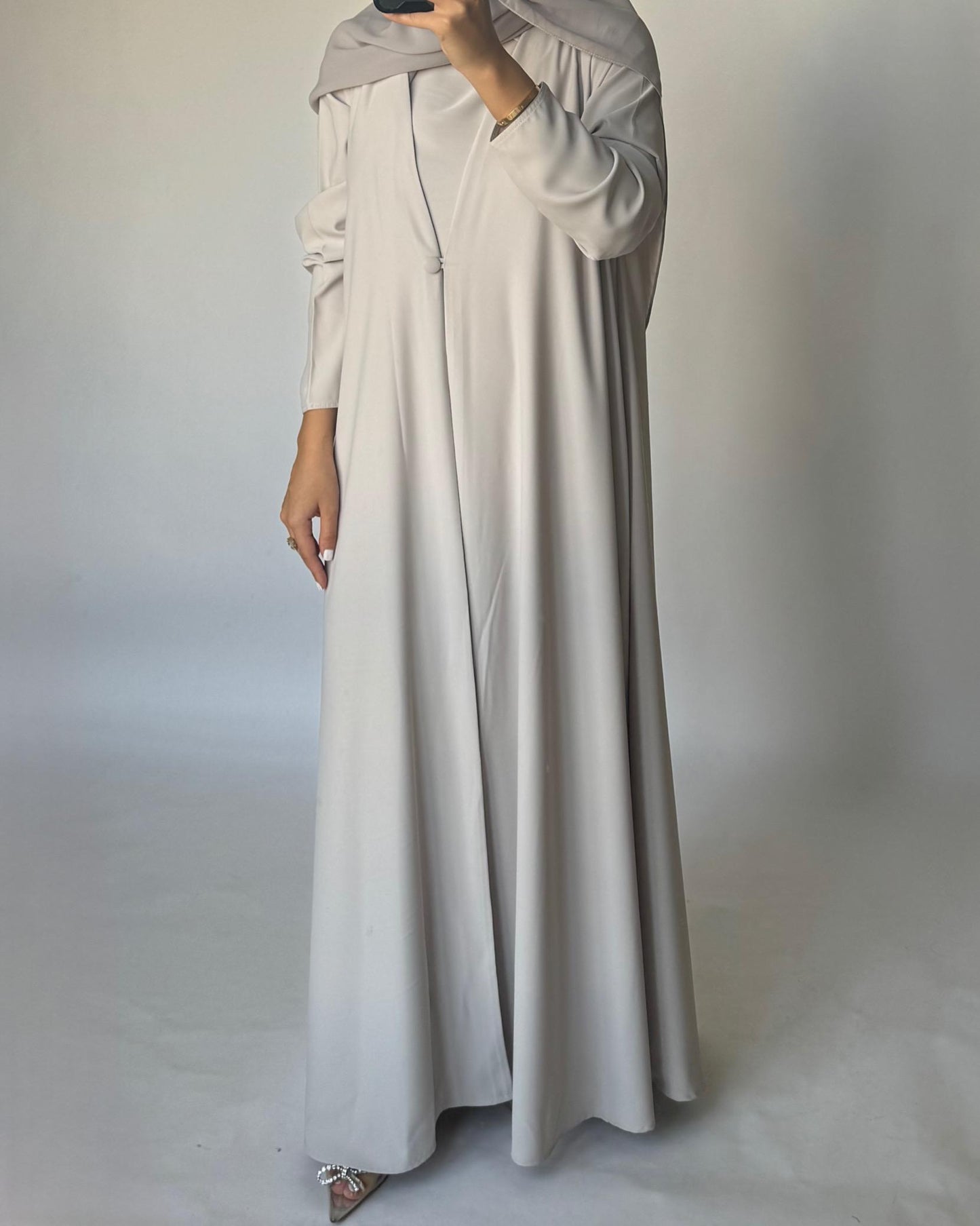 A418 - Dusty Cream Daily Summery Abaya, Dress & Shaila