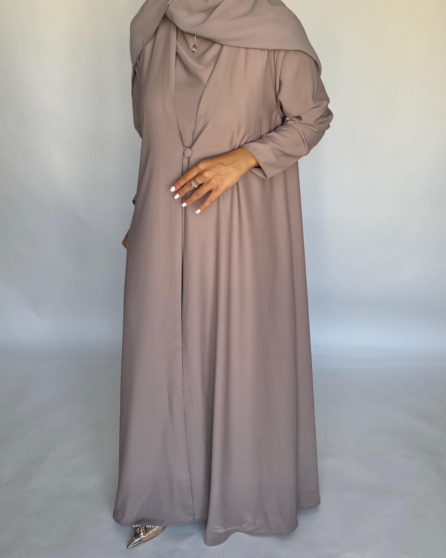 A410 - Taupe Daily Summery Abaya, Dress & Shaila