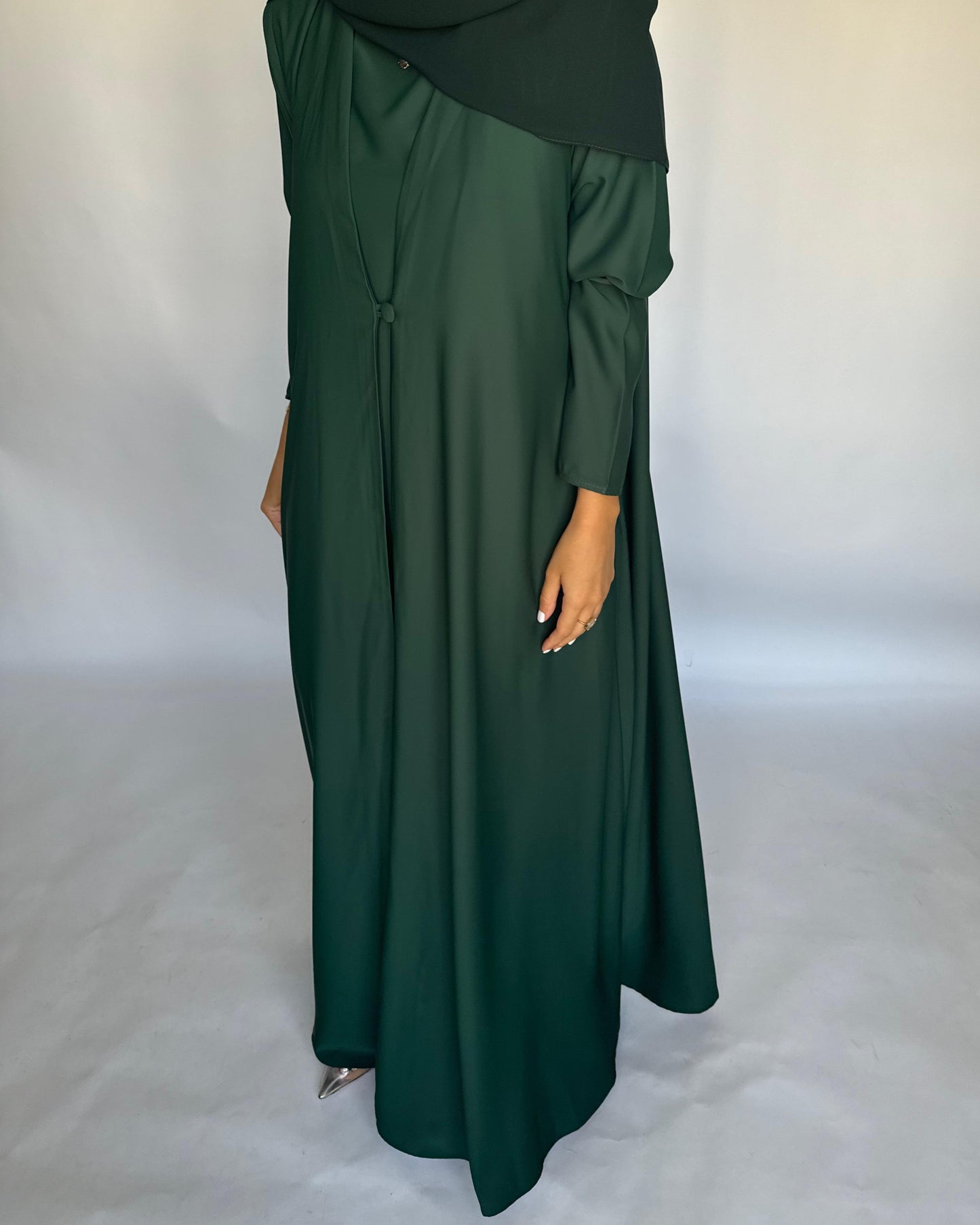 A416 - Forest Green Daily Summery Abaya, Dress & Shaila