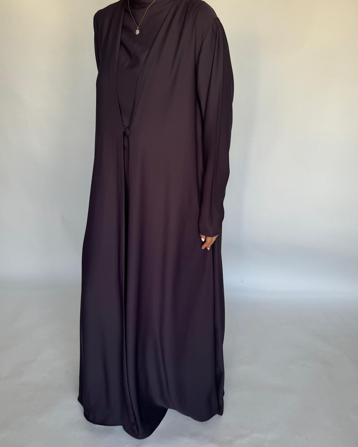 A415 - Dark Purple Daily Summery Abaya, Dress & Shaila