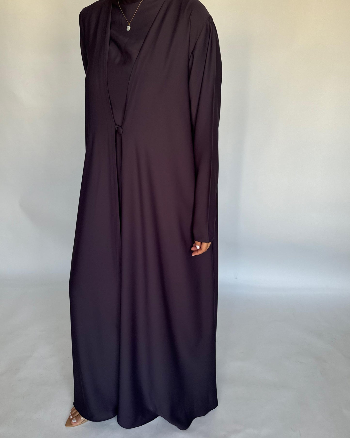 A415 - Dark Purple Daily Summery Abaya, Dress & Shaila