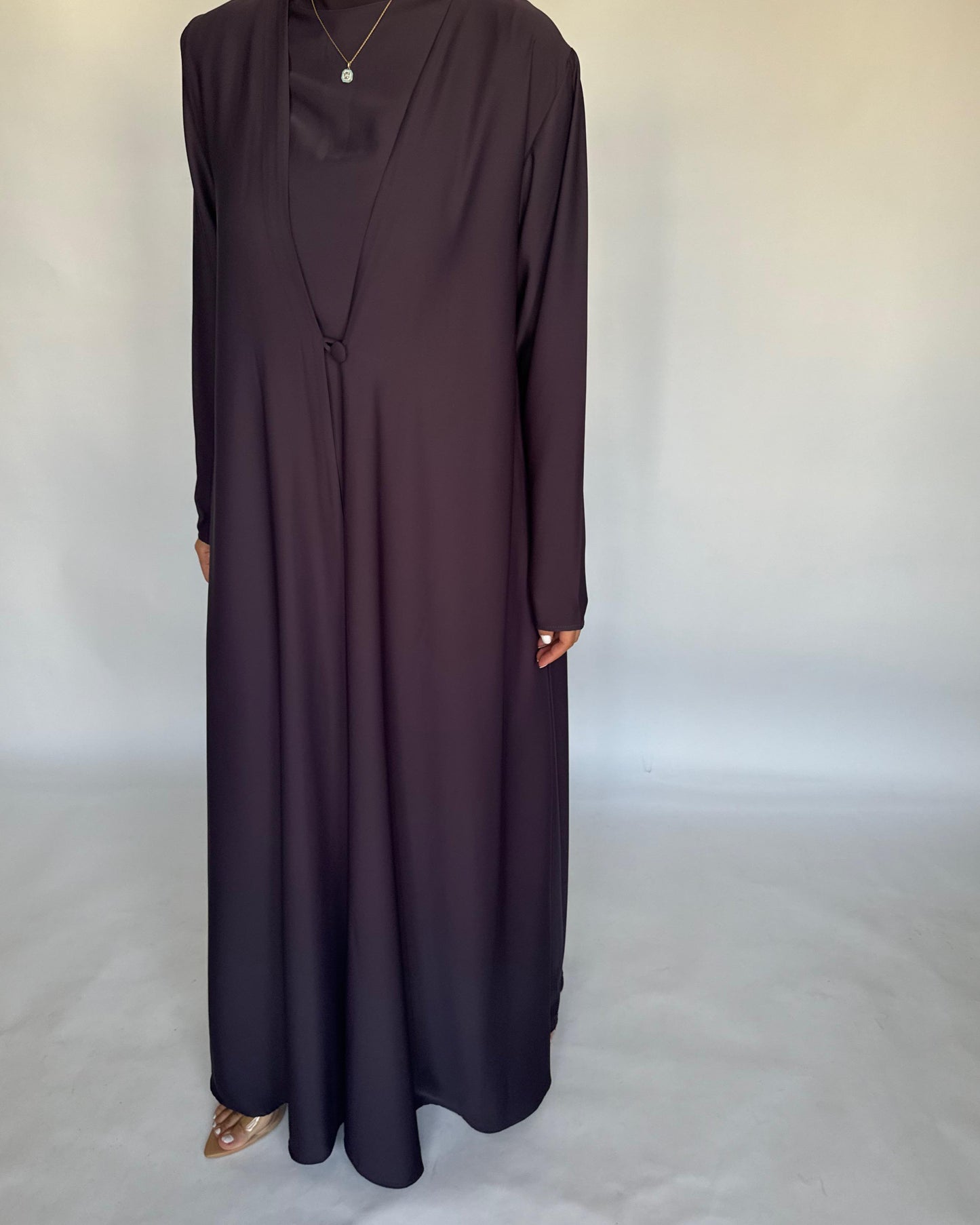 A415 - Dark Purple Daily Summery Abaya, Dress & Shaila
