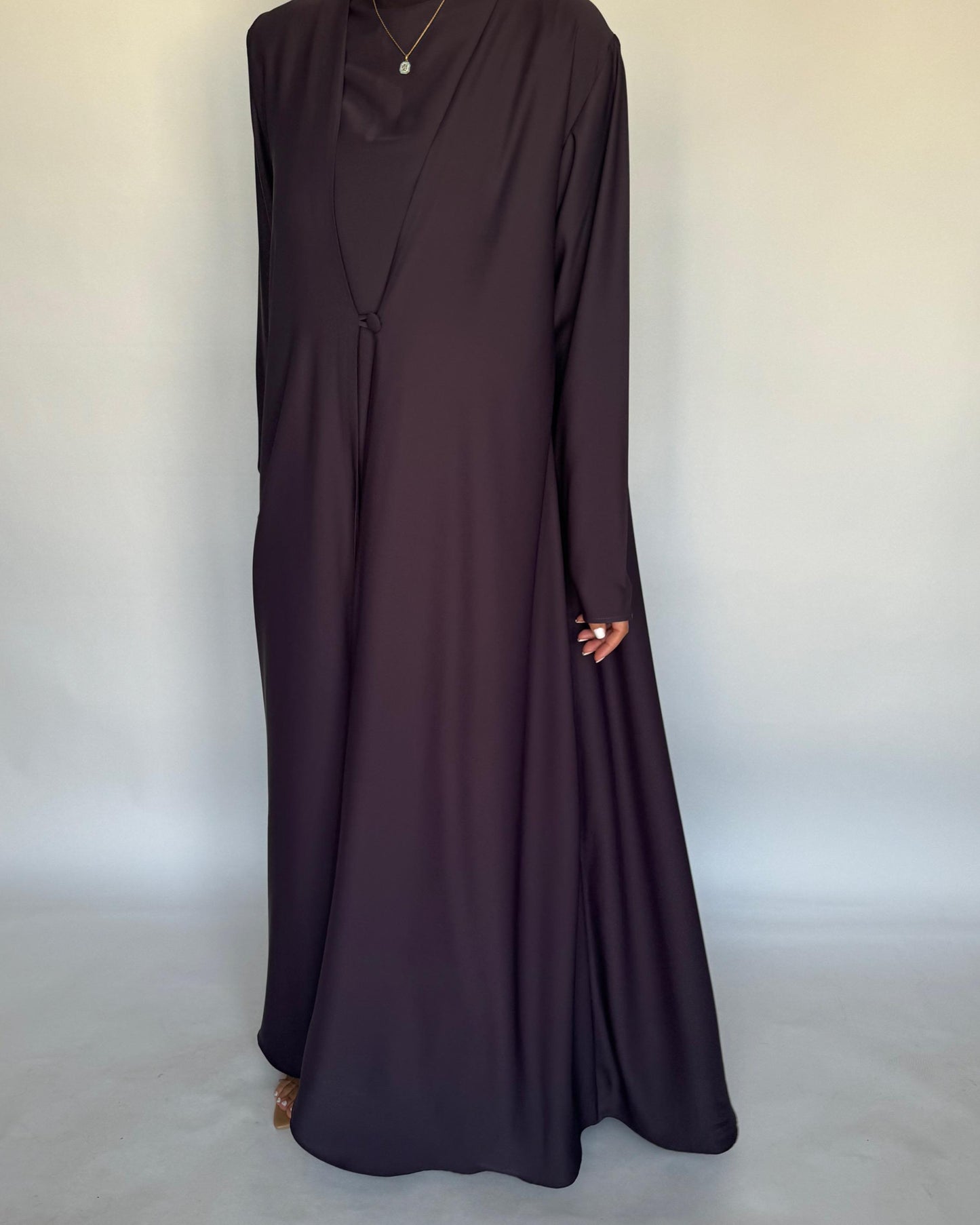 A415 - Dark Purple Daily Summery Abaya, Dress & Shaila