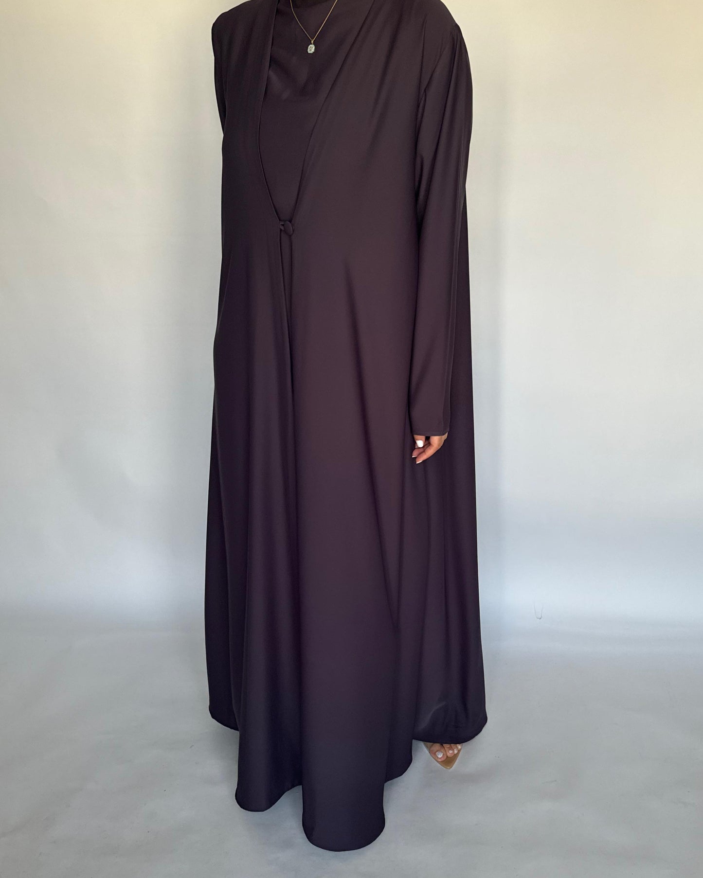 A415 - Dark Purple Daily Summery Abaya, Dress & Shaila