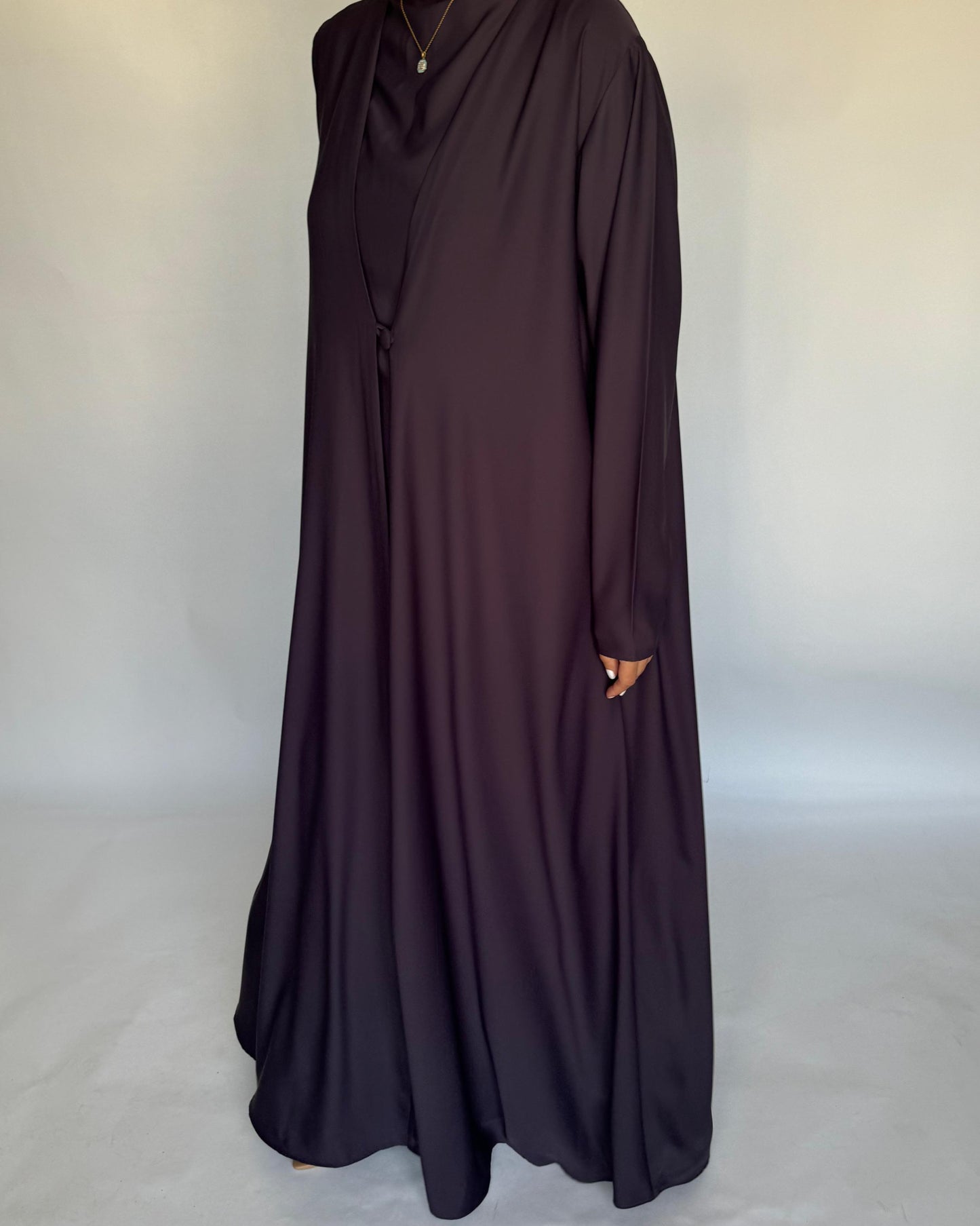A415 - Dark Purple Daily Summery Abaya, Dress & Shaila