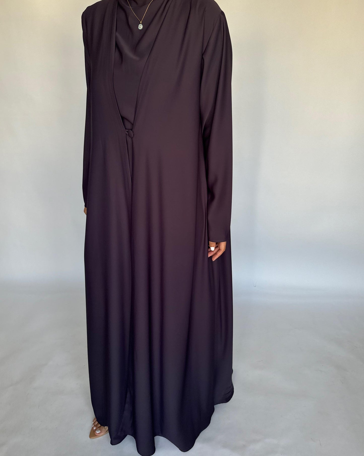 A415 - Dark Purple Daily Summery Abaya, Dress & Shaila