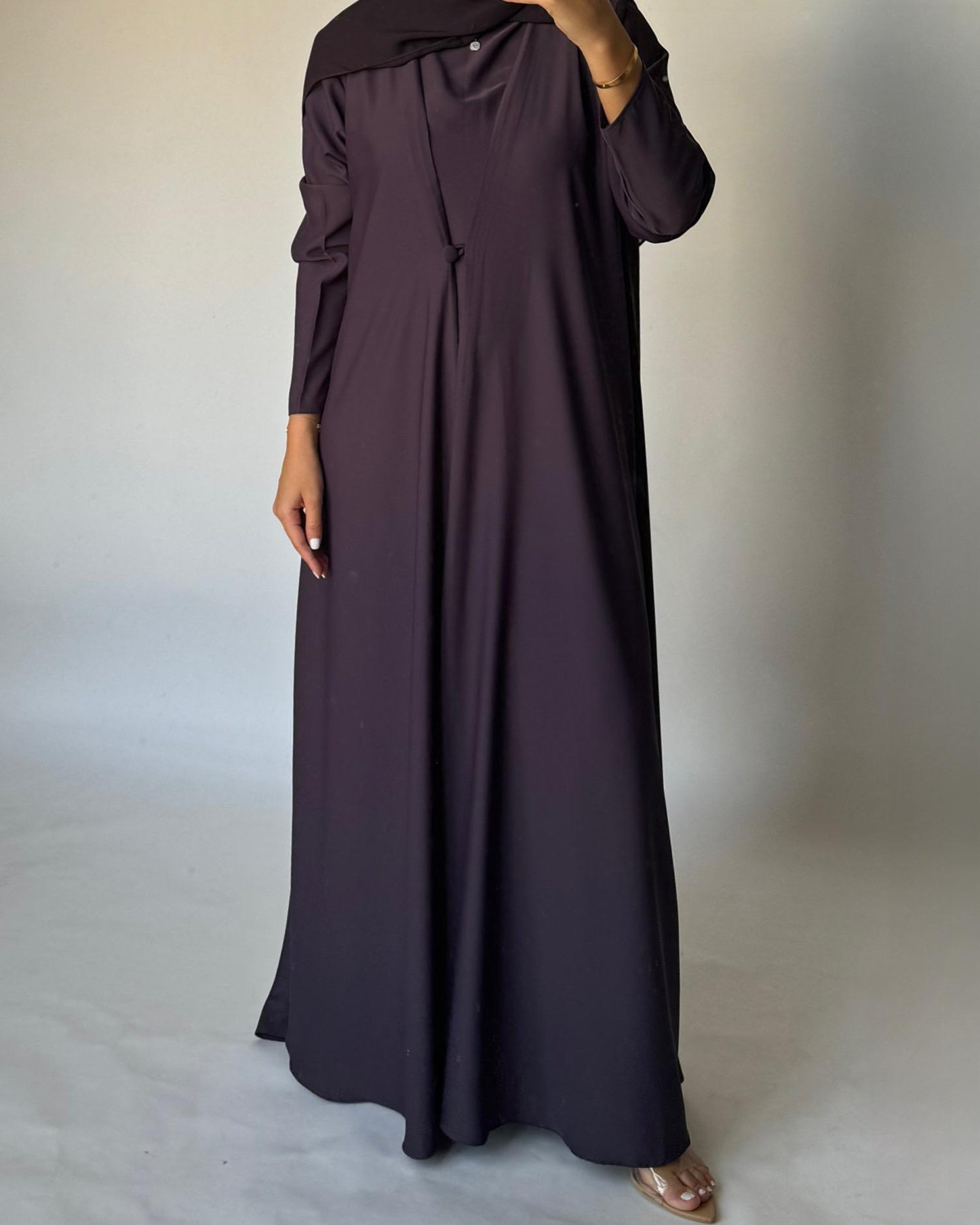 A415 - Dark Purple Daily Summery Abaya, Dress & Shaila