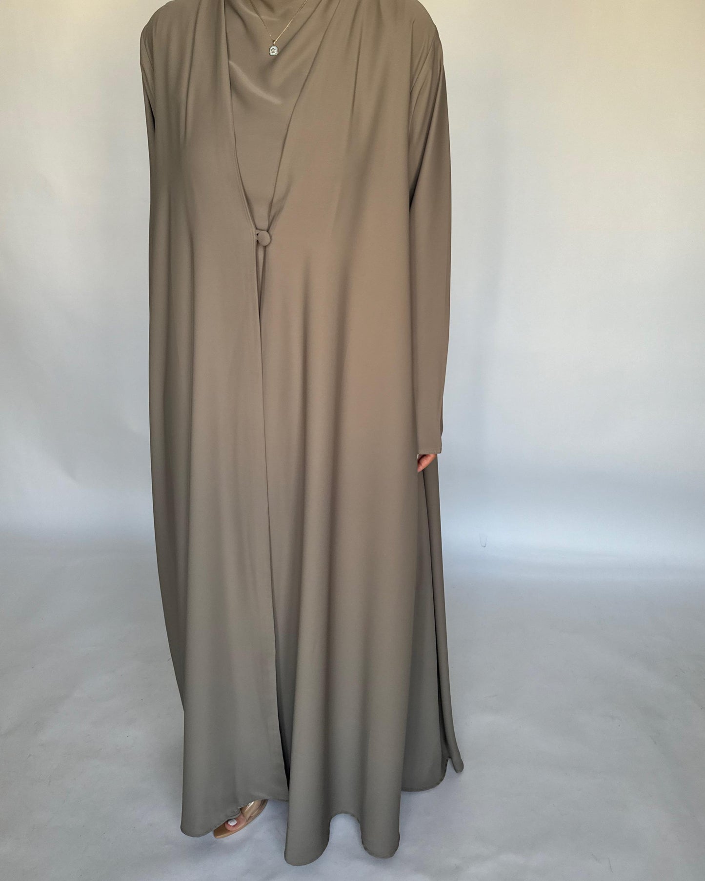 A414 - Khaki Daily Summery Abaya, Dress & Shaila