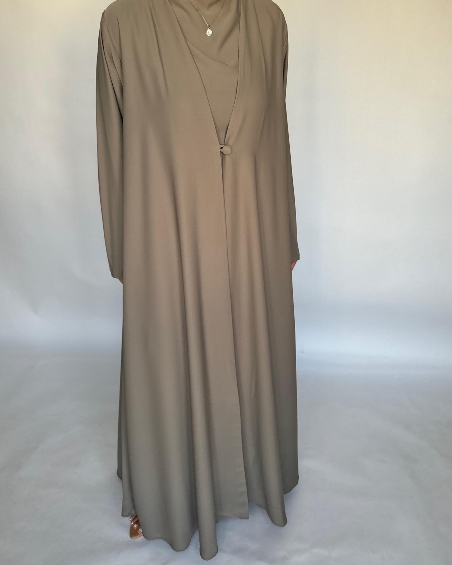 A414 - Khaki Daily Summery Abaya, Dress & Shaila