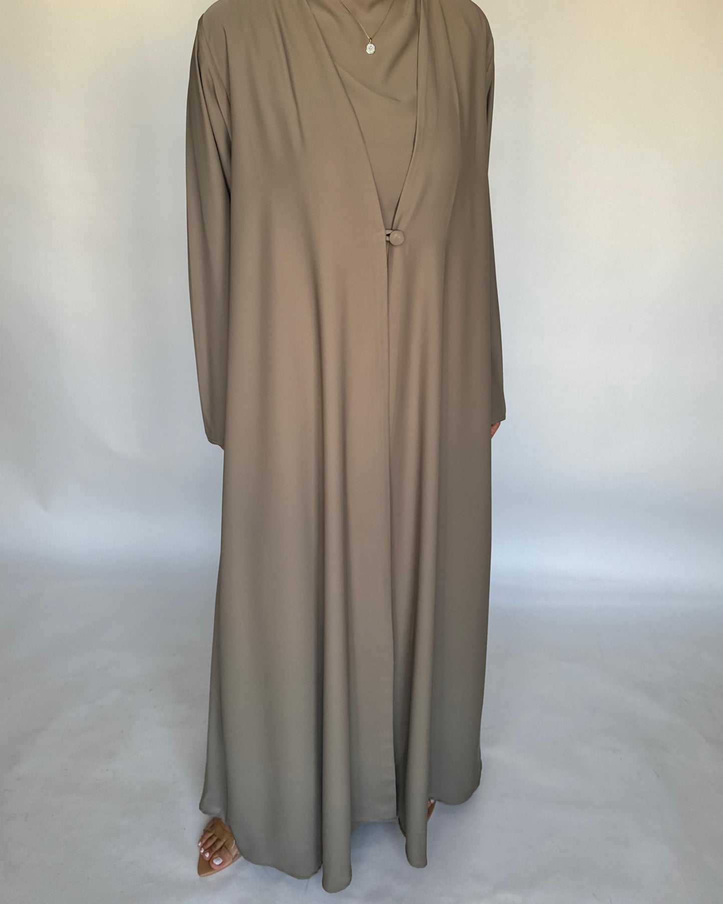 A414 - Khaki Daily Summery Abaya, Dress & Shaila