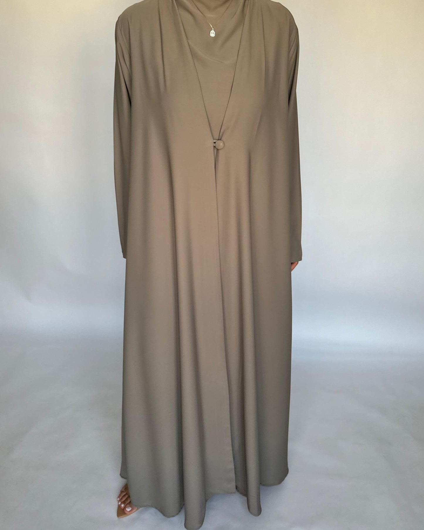 A414 - Khaki Daily Summery Abaya, Dress & Shaila